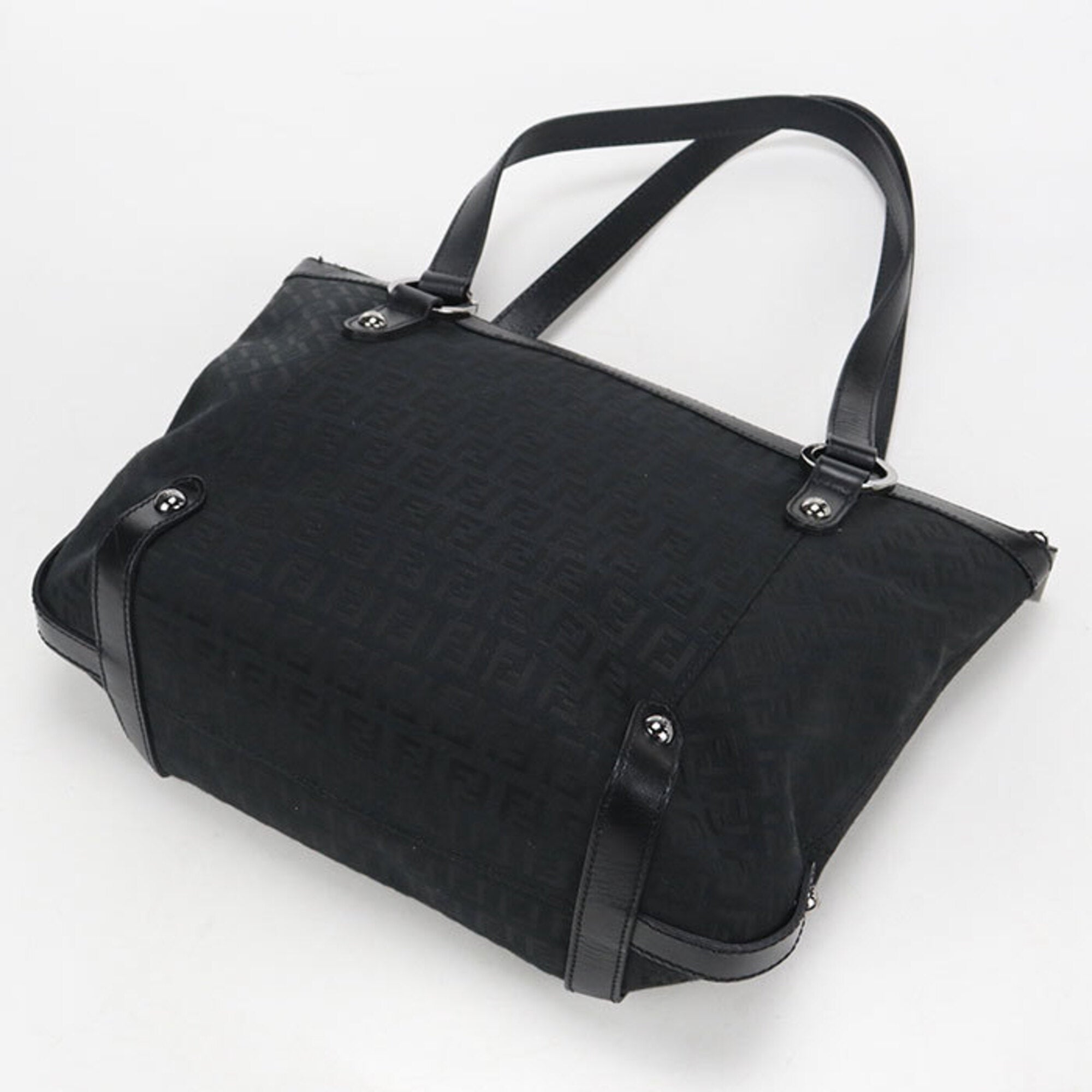 Fendi Black Canvas Leather Tote Bag (Pre-Owned)