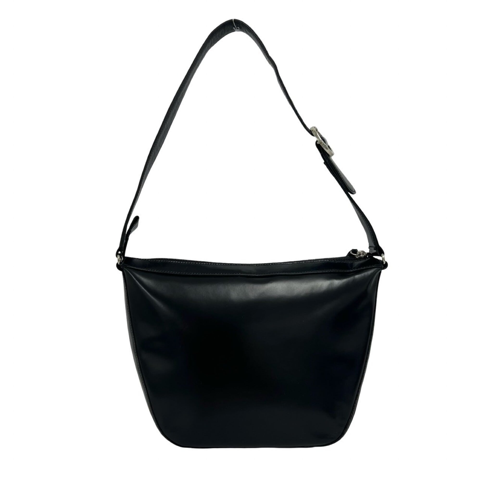 Burberry Beige Black Leather Canvas Shoulder Bag (Pre-Owned)