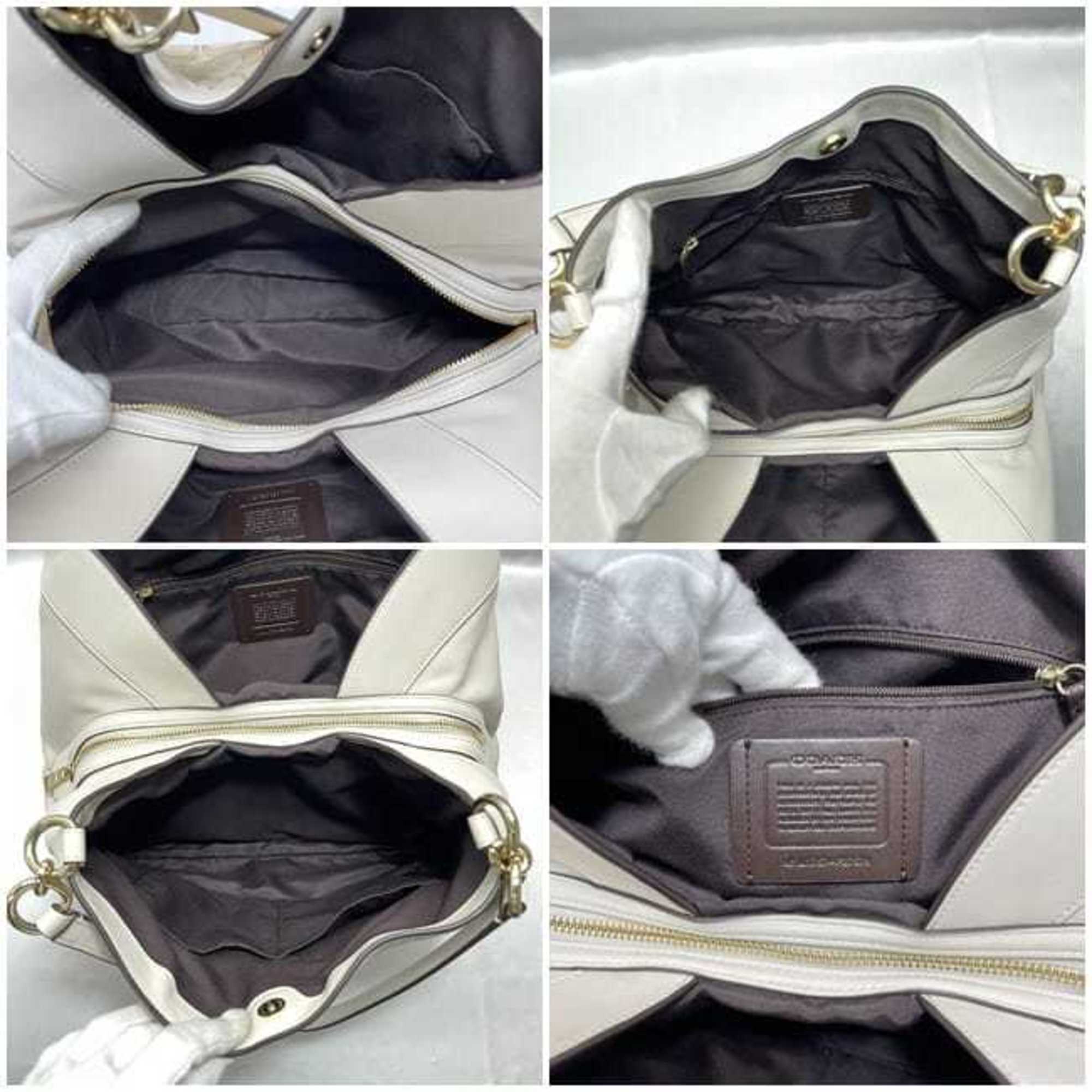 Coach Cream White Leather Canvas Tote Bag (Pre-Owned)
