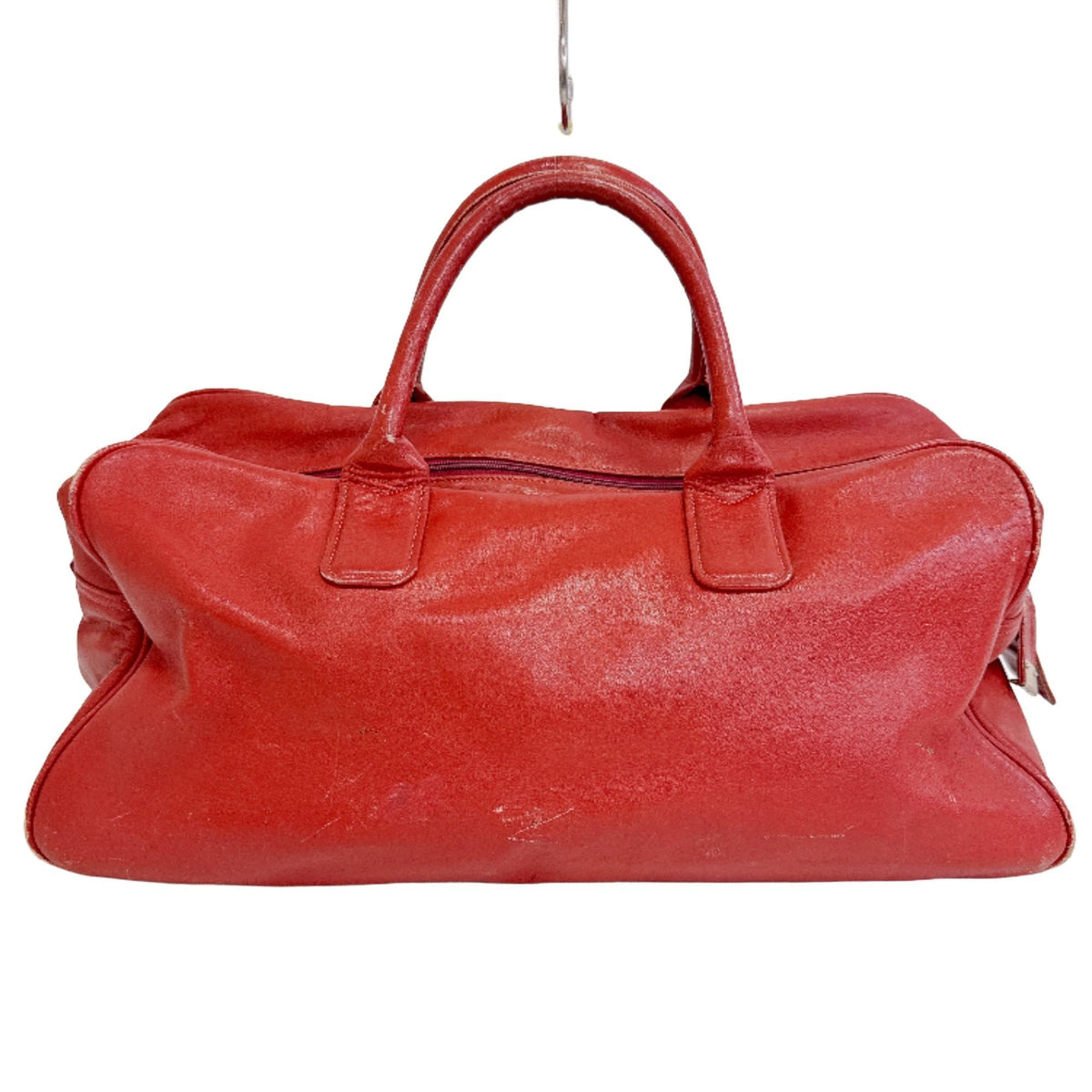 Chloé Red Color Wine Leather Boston Bag Handbag (Pre-Owned)