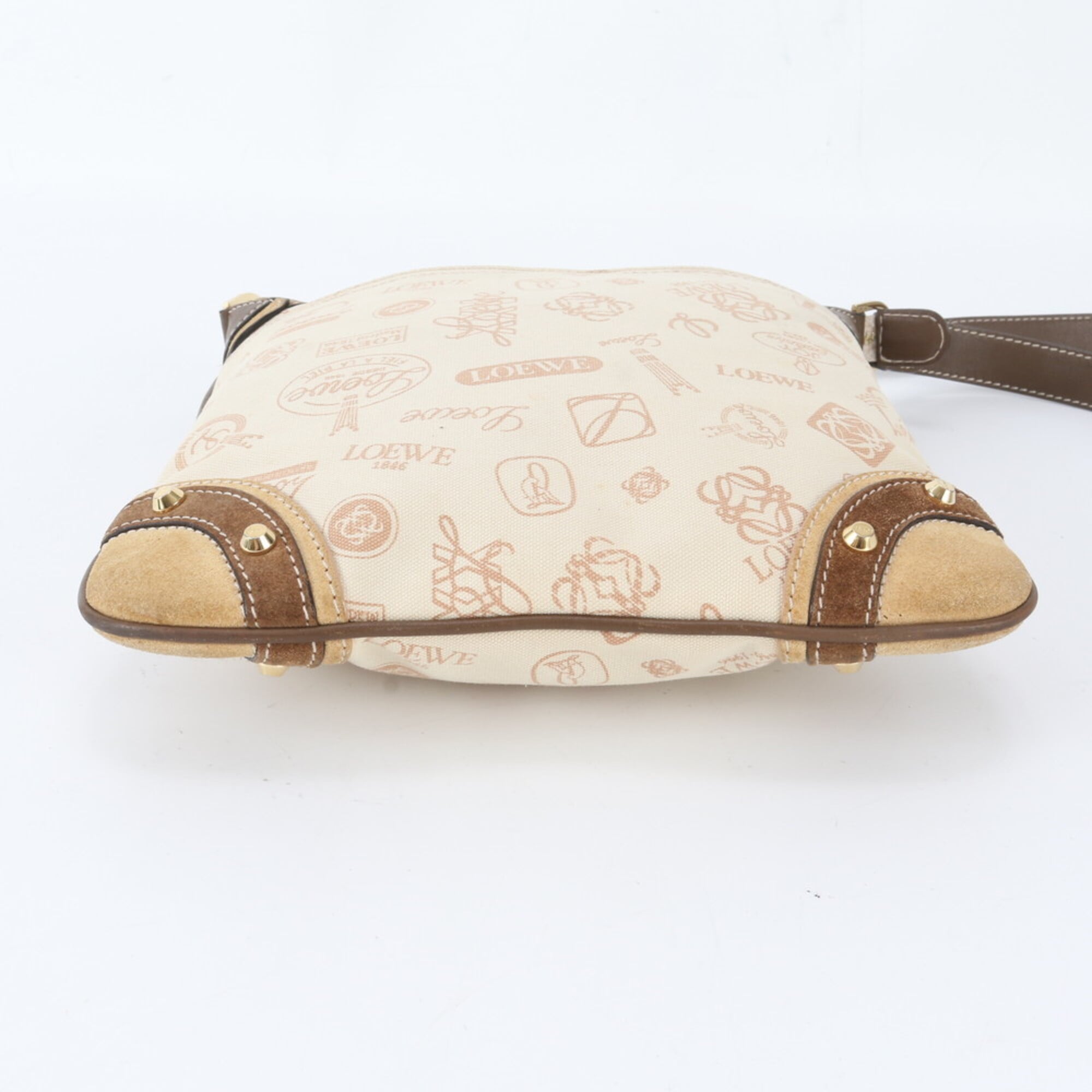 Loewe Beige Brown Leather Canvas Shoulder Bag (Pre-Owned)
