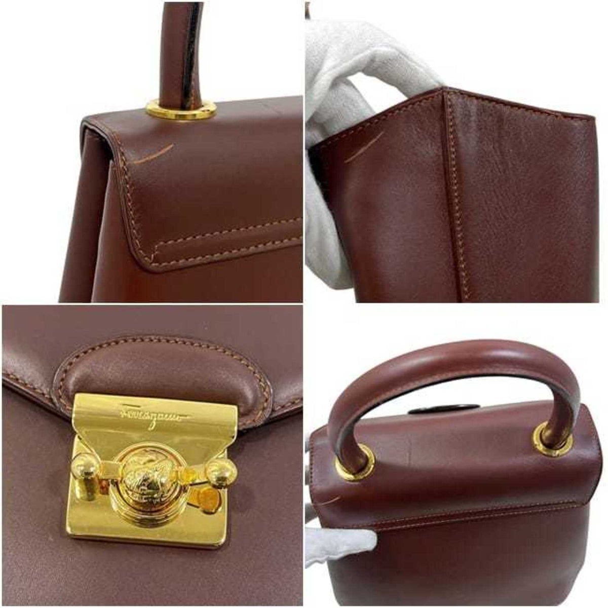 Salvatore Ferragamo Brown Leather Handbag Shoulder Bag (Pre-Owned)