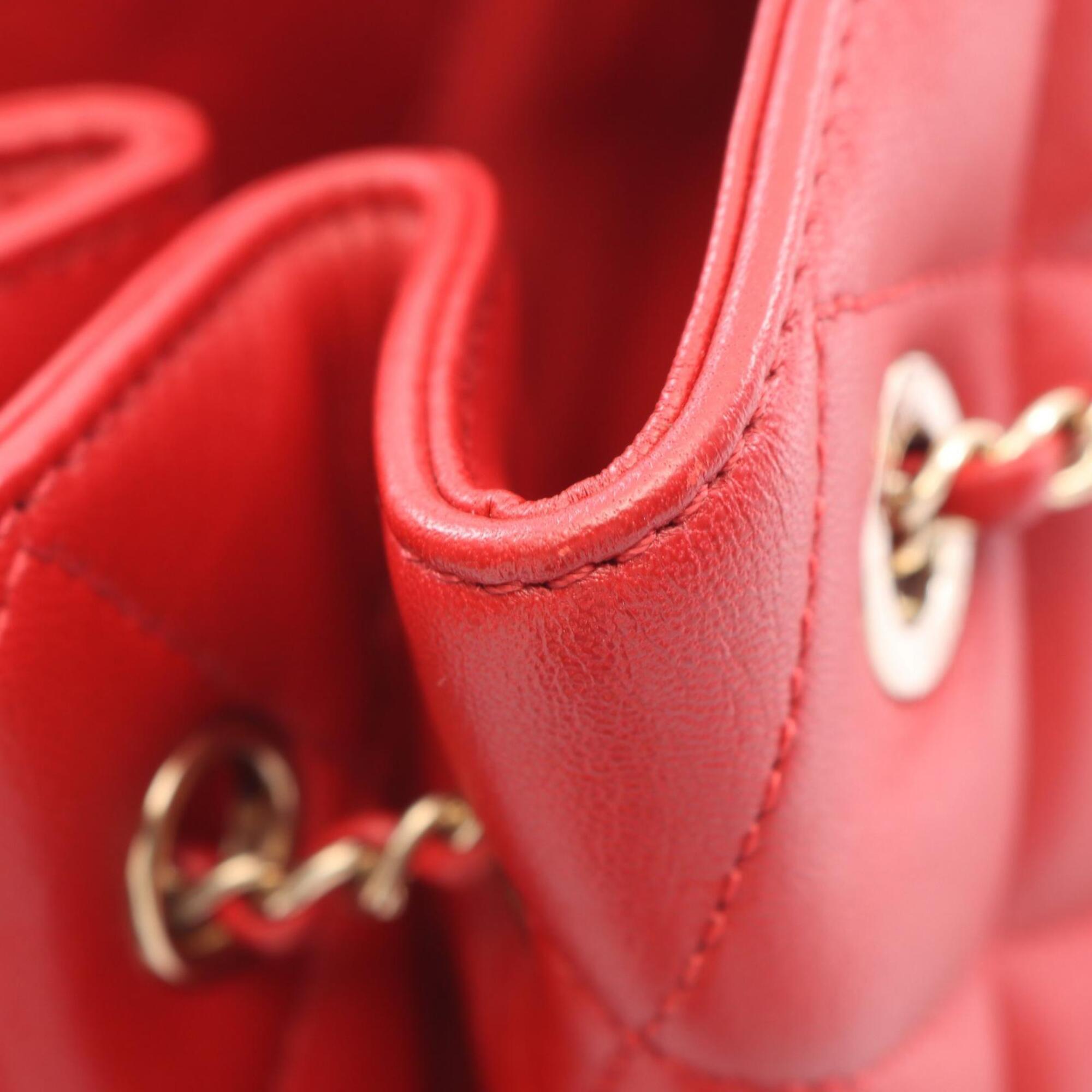 Chanel Matelasse Red Color Leather Handbag Shoulder Bag (Pre-Owned)
