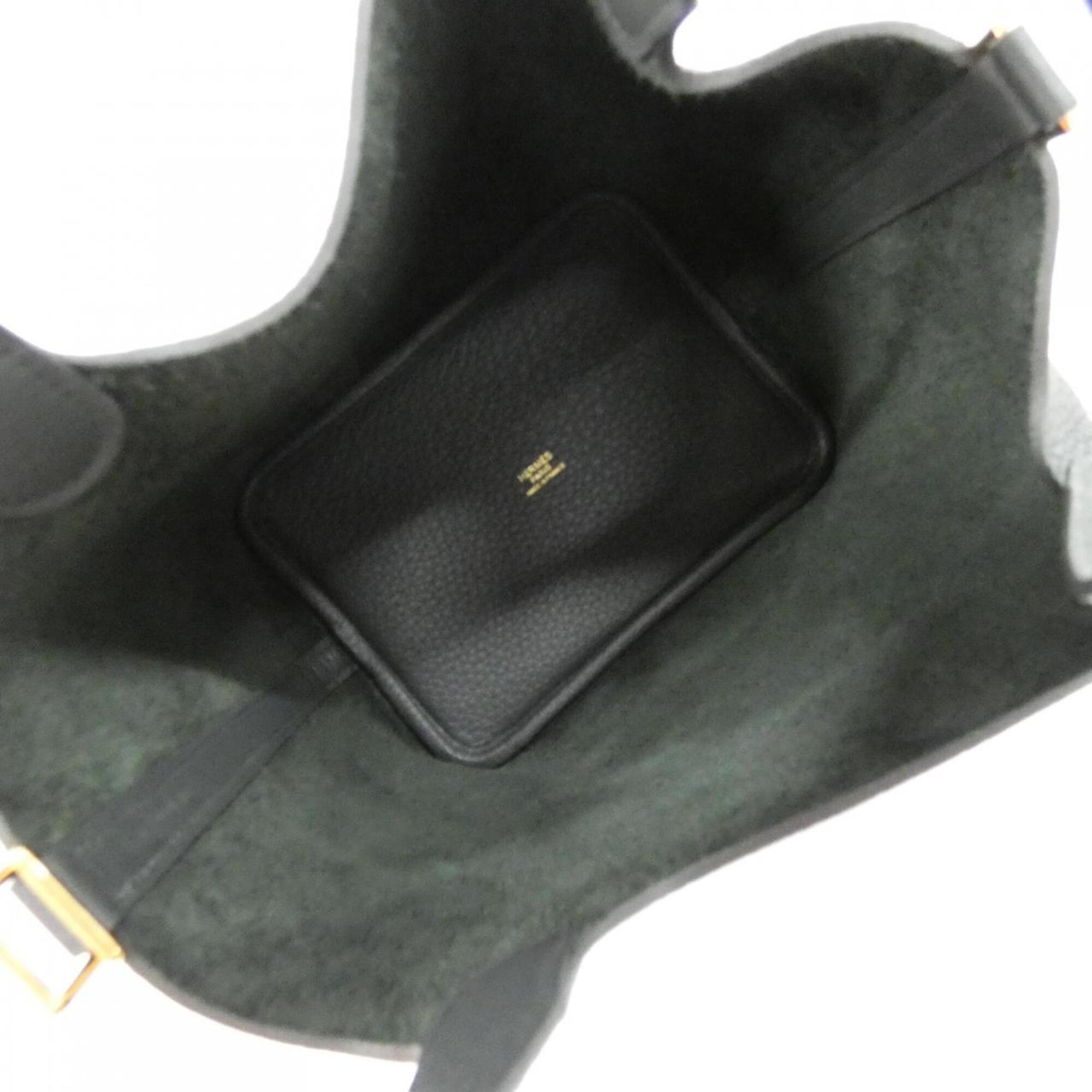 Hermes Black Vert Taurillon Clemence Leather Handbag (Pre-Owned)