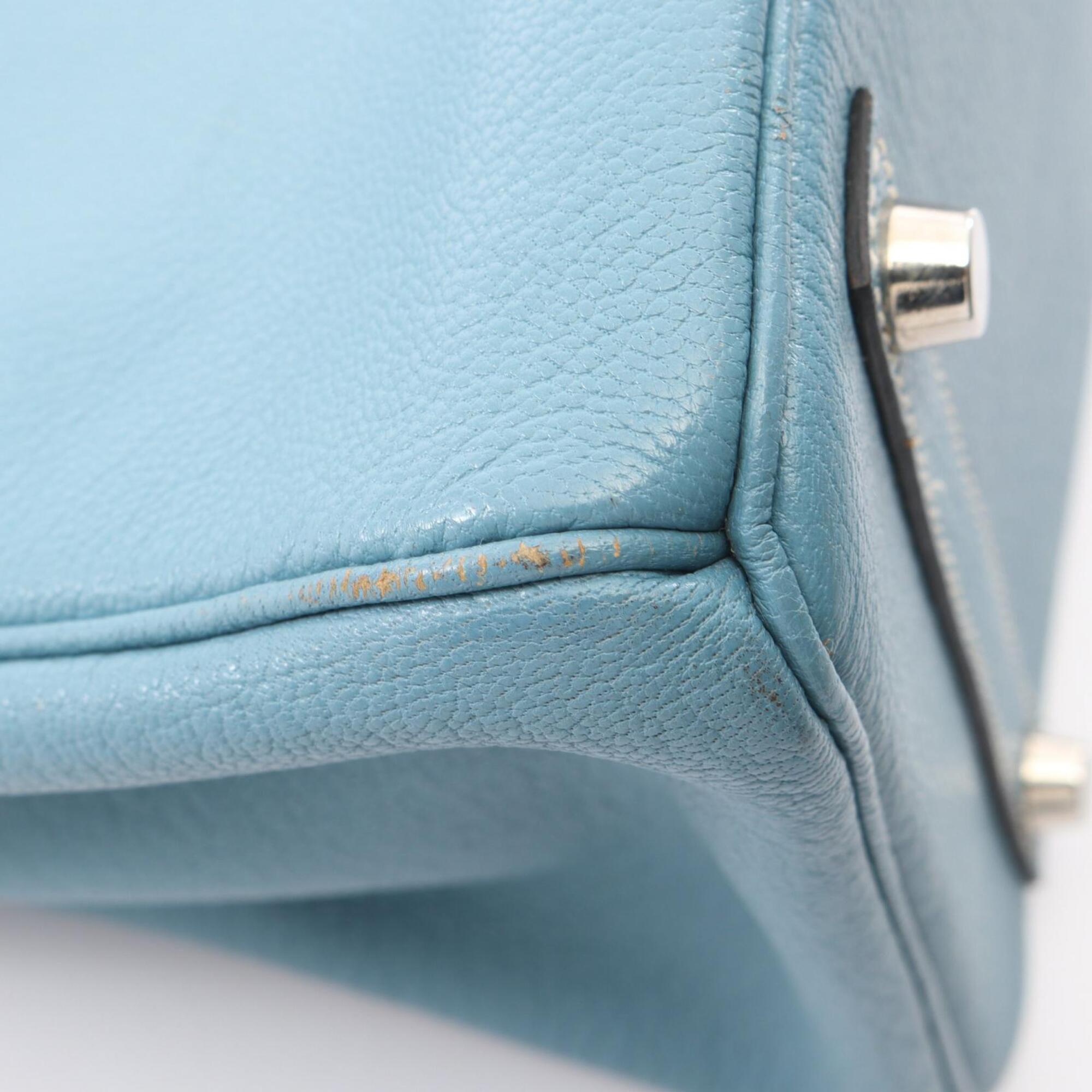 Hermes Blue Chevre Leather Handbag (Pre-Owned)