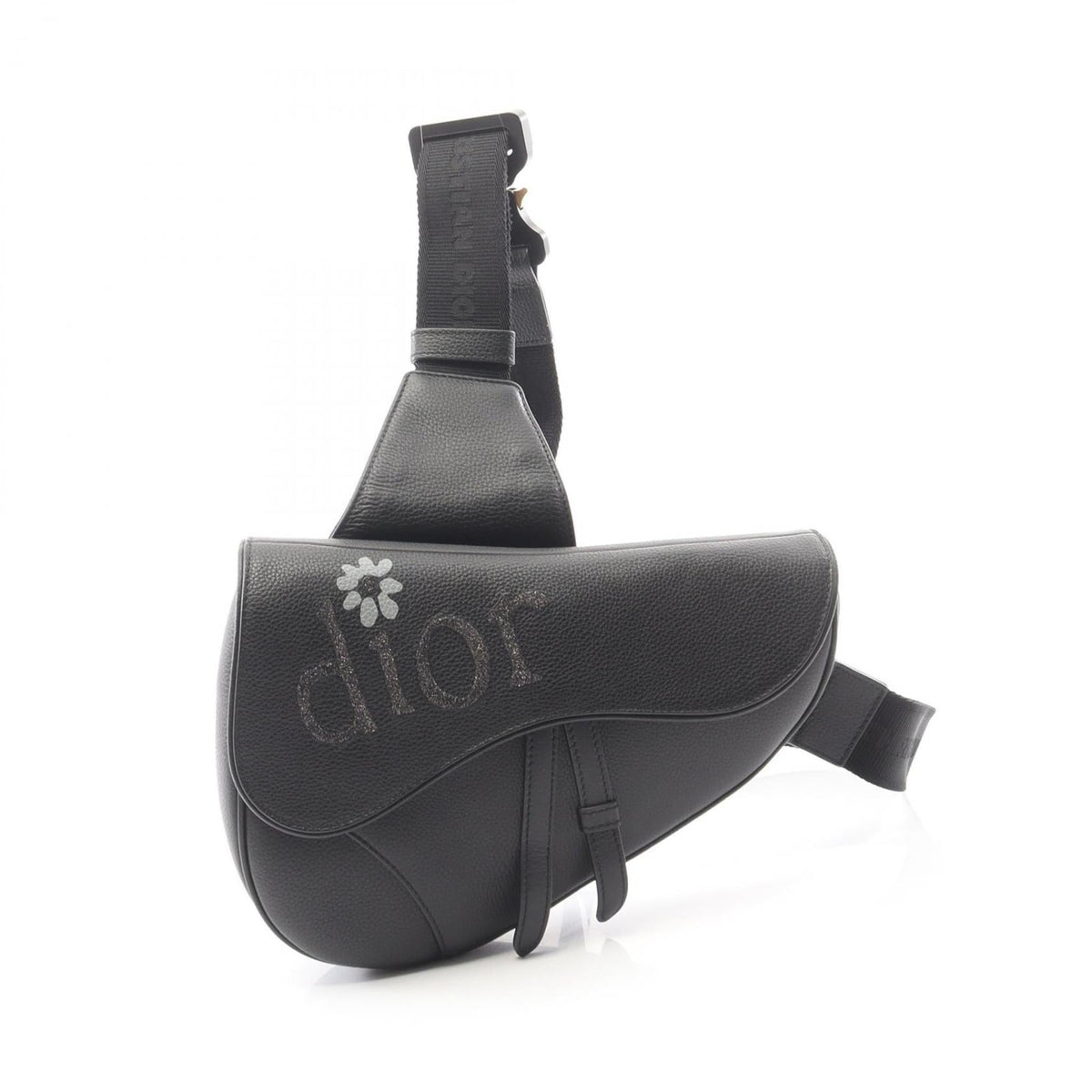 Christian Dior Black Leather Fanny Pack Handbag Saddle Bag (Pre-Owned)