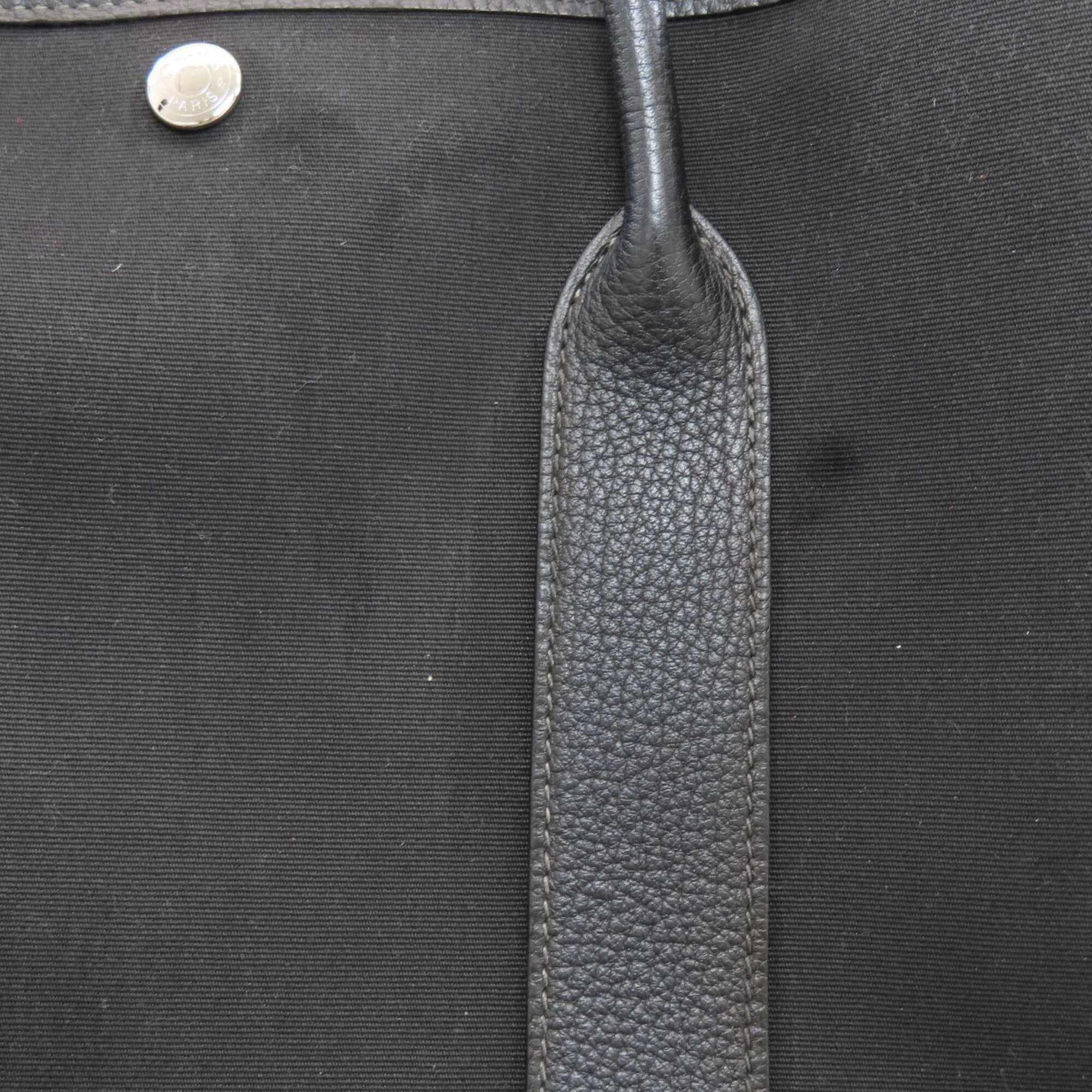 Hermes Black Buffalo Leather Toile Officier Tote Bag (Pre-Owned)