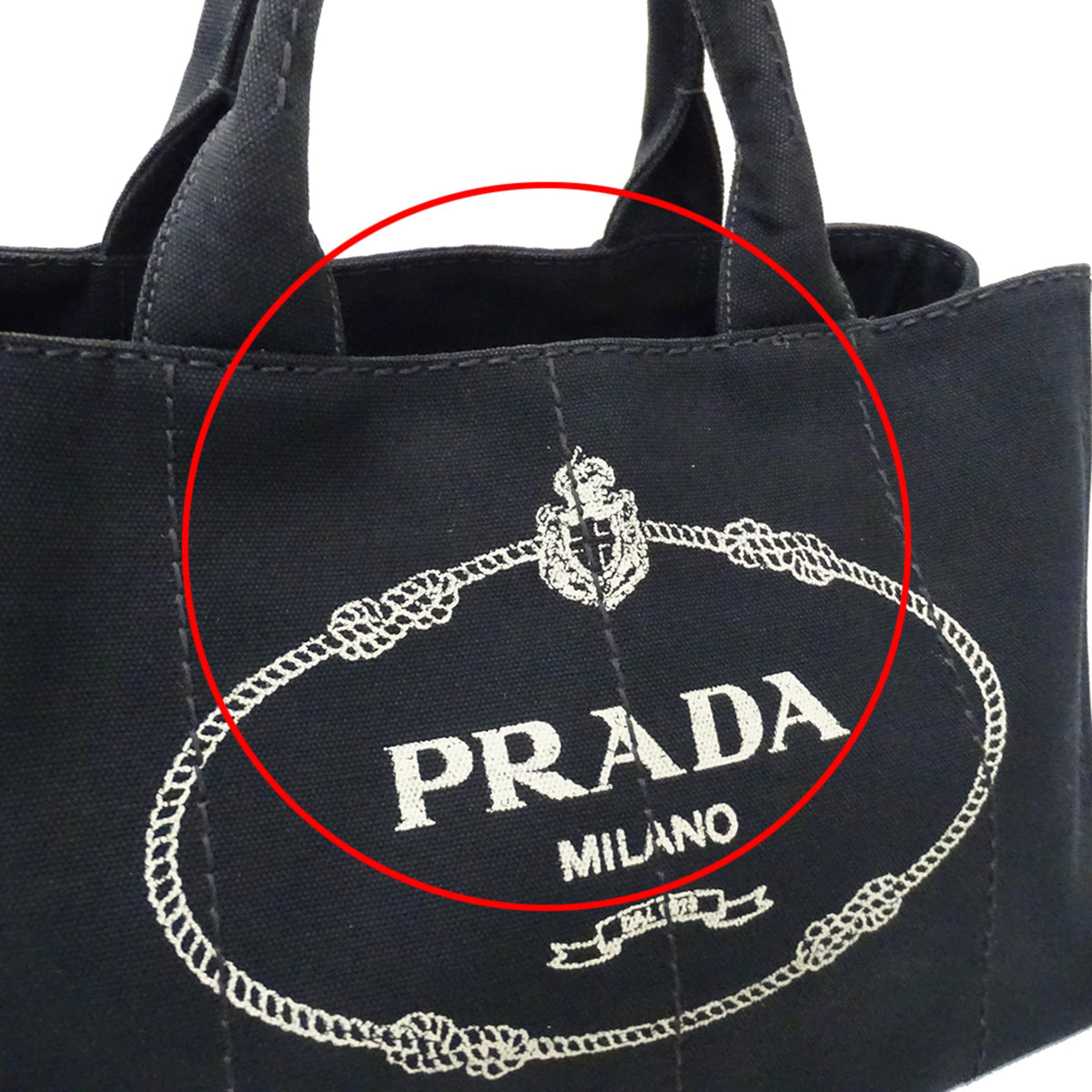 Prada Canapa Black Canvas Handbag Shoulder Bag Tote Bag (Pre-Owned)