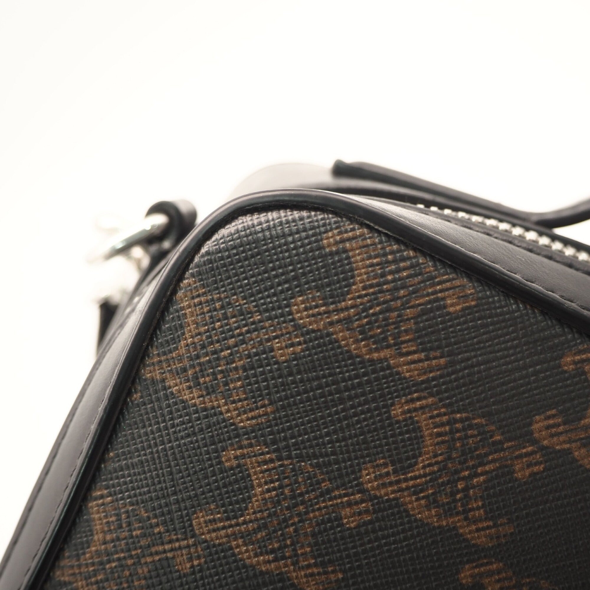 Celine Black Brown Coated Canvas Leather Shoulder Bag (Pre-Owned)