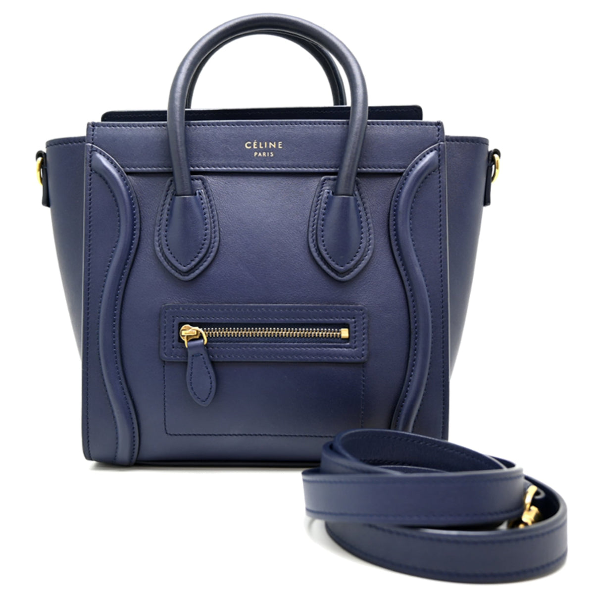 Celine Navy Leather Handbag (Pre-Owned)