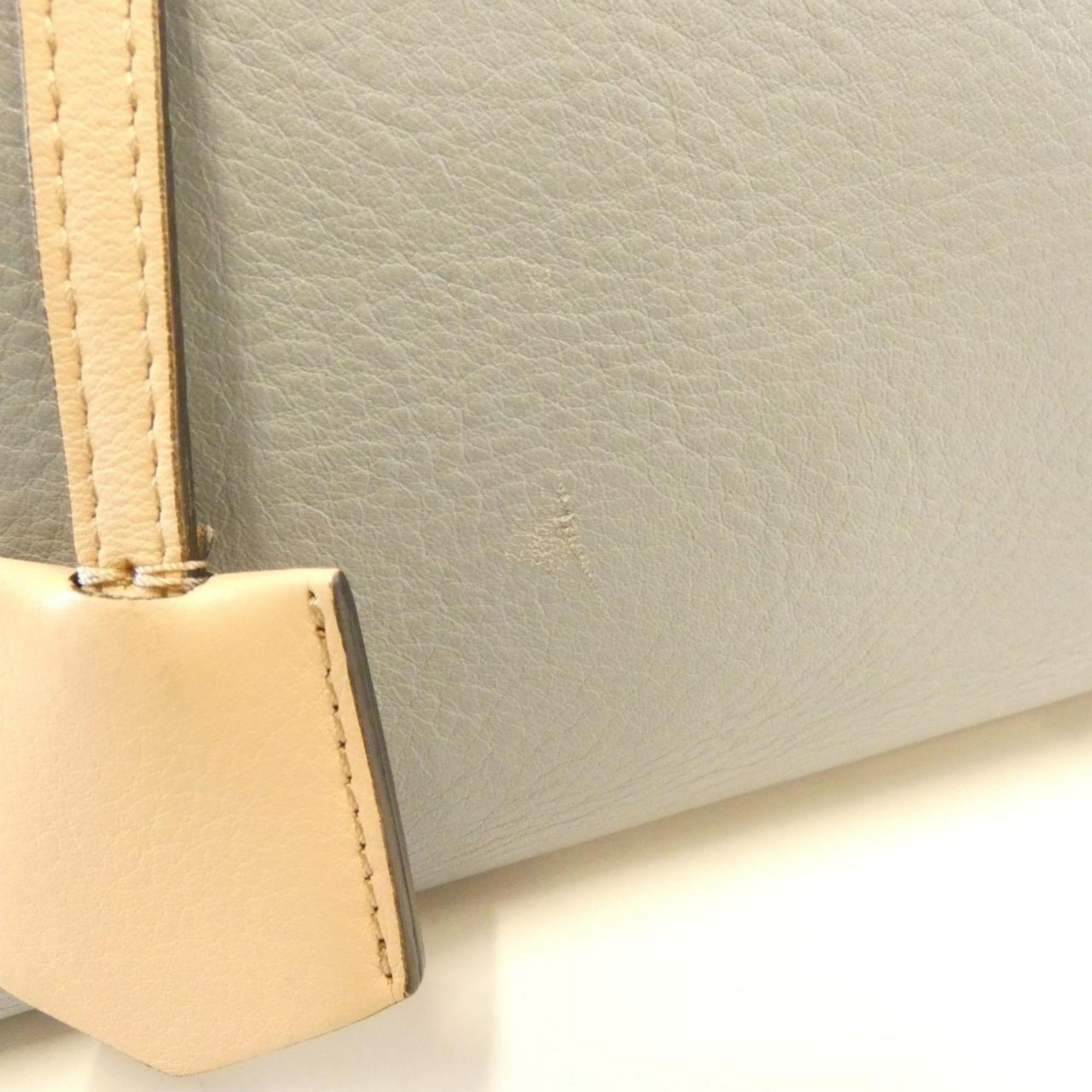 Fendi Beige Light Blue Leather Handbag (Pre-Owned)