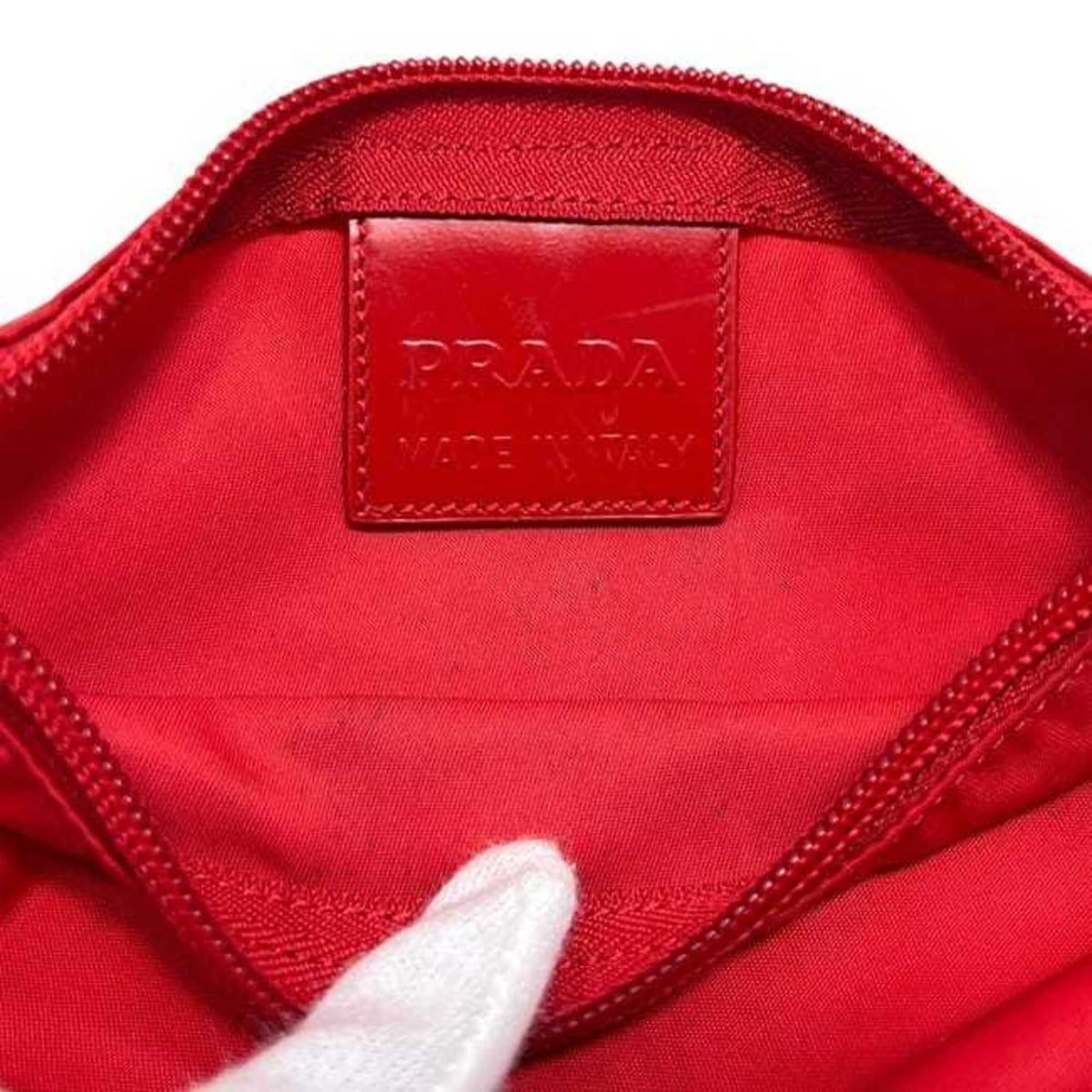 Prada Red Color Nylon Pouch (Pre-Owned)