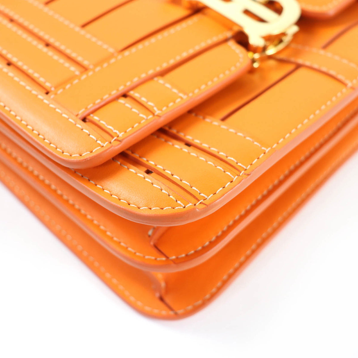 Burberry Orange Leather Clutch Bag Shoulder Bag (Pre-Owned)