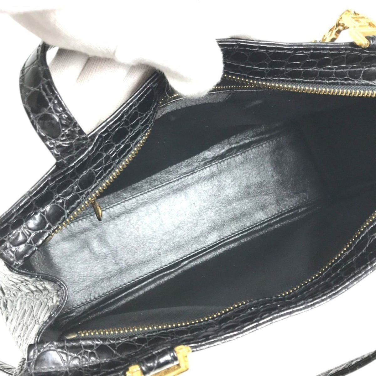 Versace Black Leather Shoulder Bag Tote Bag (Pre-Owned)