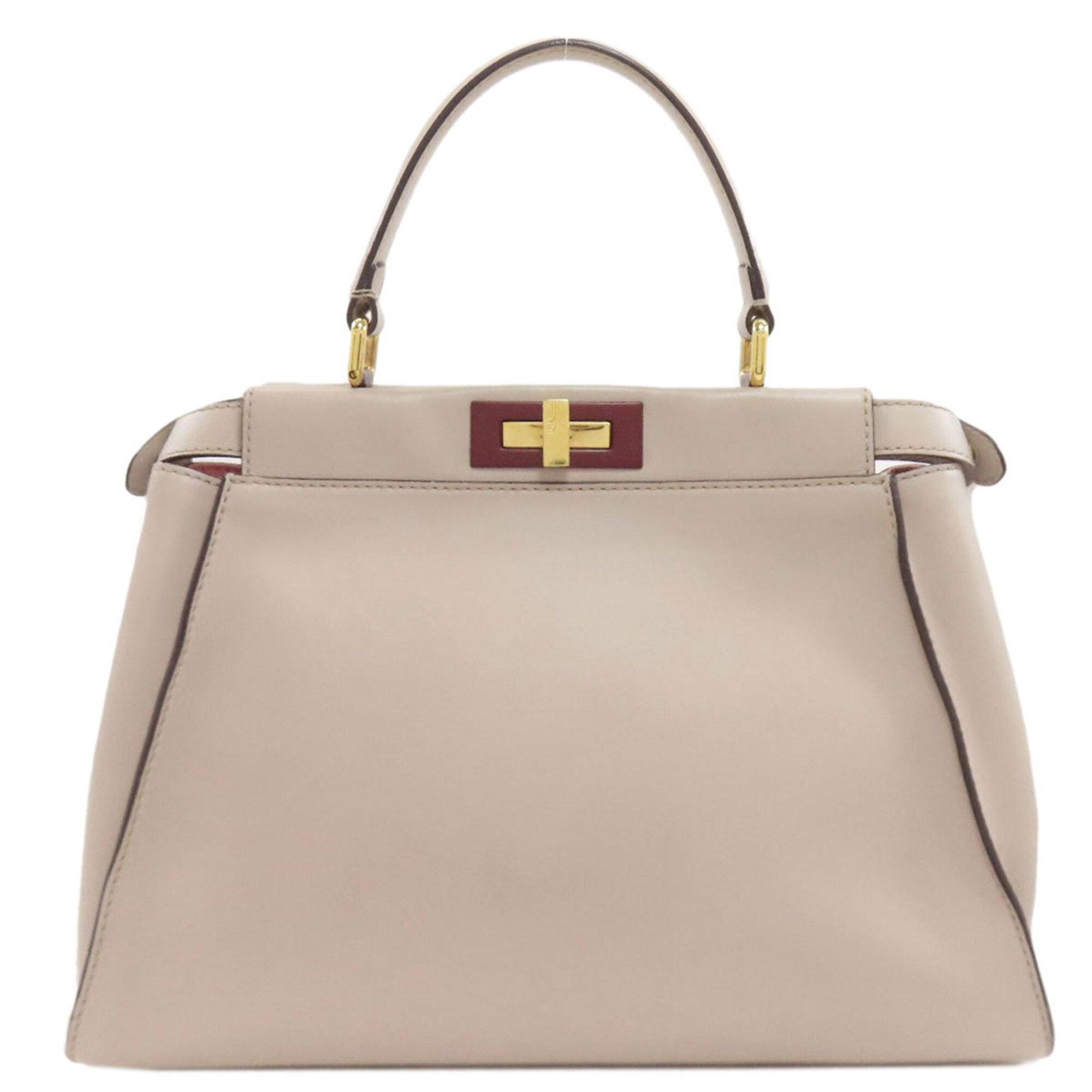 Fendi Light Gray Leather Handbag (Pre-Owned)
