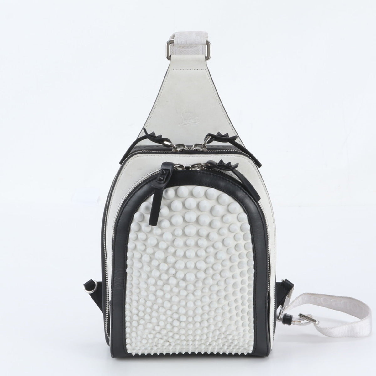 Christian Louboutin Black White Leather Shoulder Bag Sling Bag (Pre-Owned)