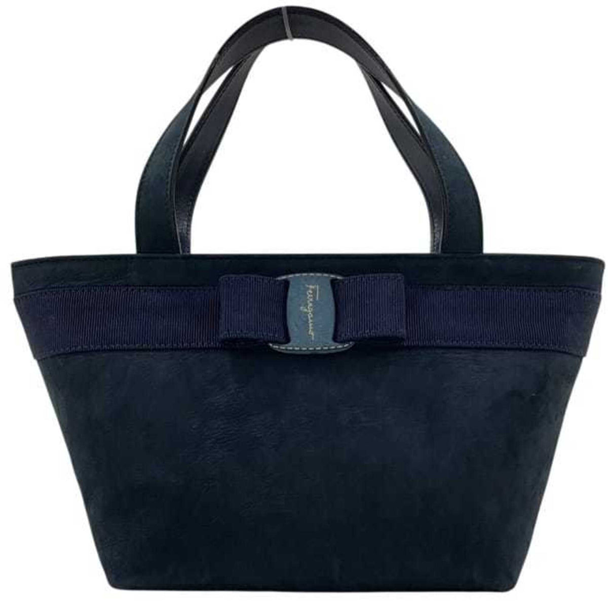 Salvatore Ferragamo Navy Suede Leather Handbag (Pre-Owned)