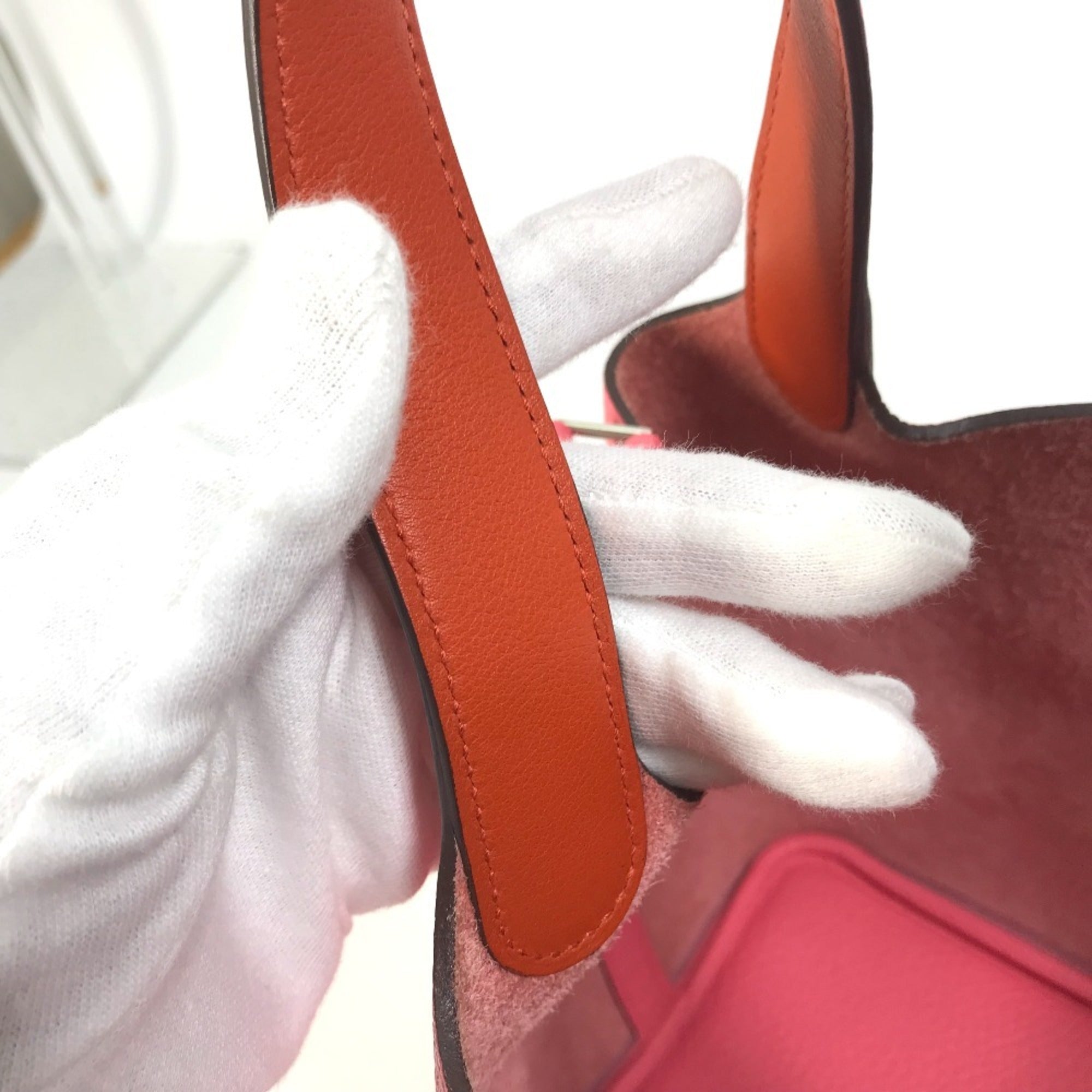 Hermes Picotin Pink Taurillon Clemence Leather Handbag (Pre-Owned)