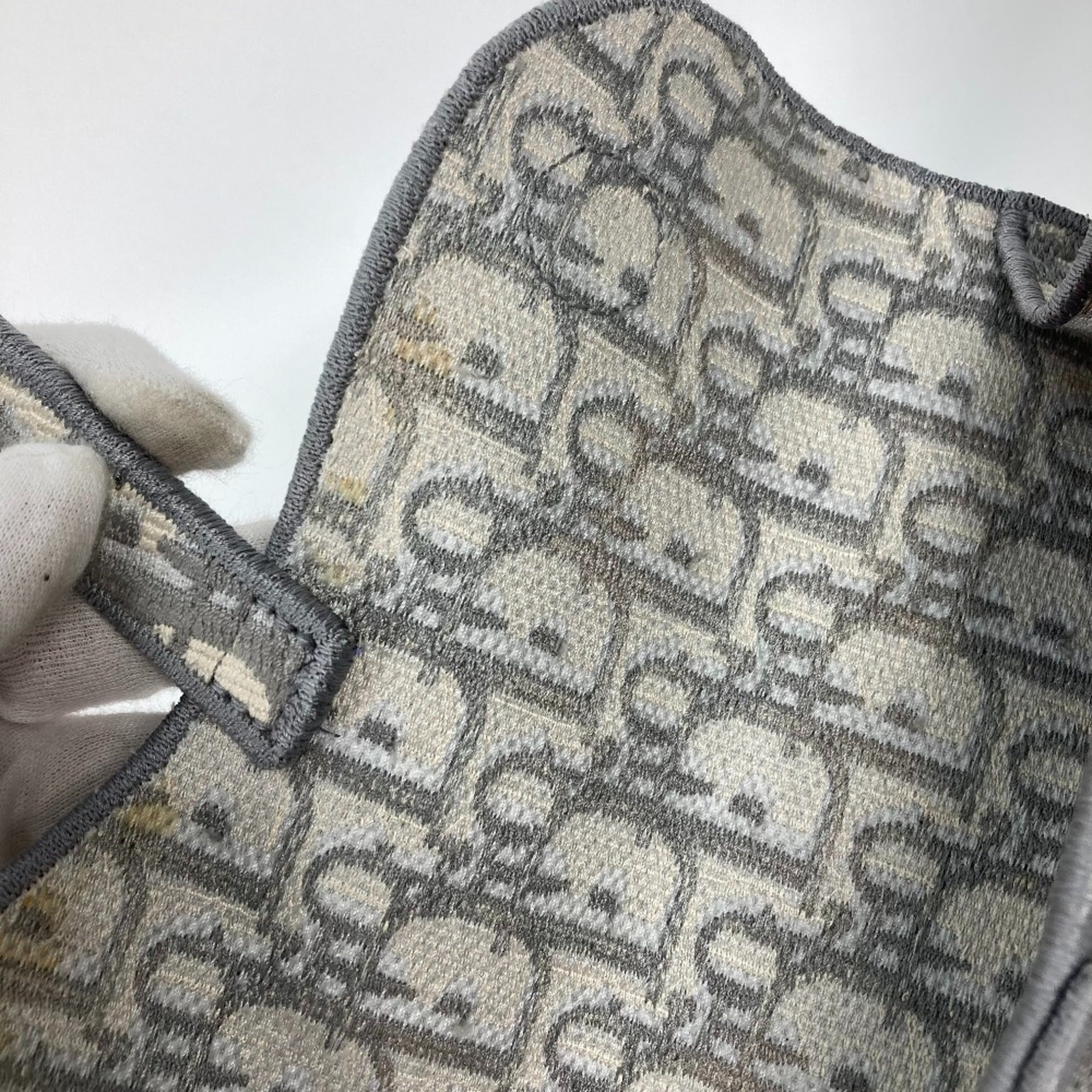 Christian Dior Gray Jacquard Pouch Shoulder Bag (Pre-Owned)