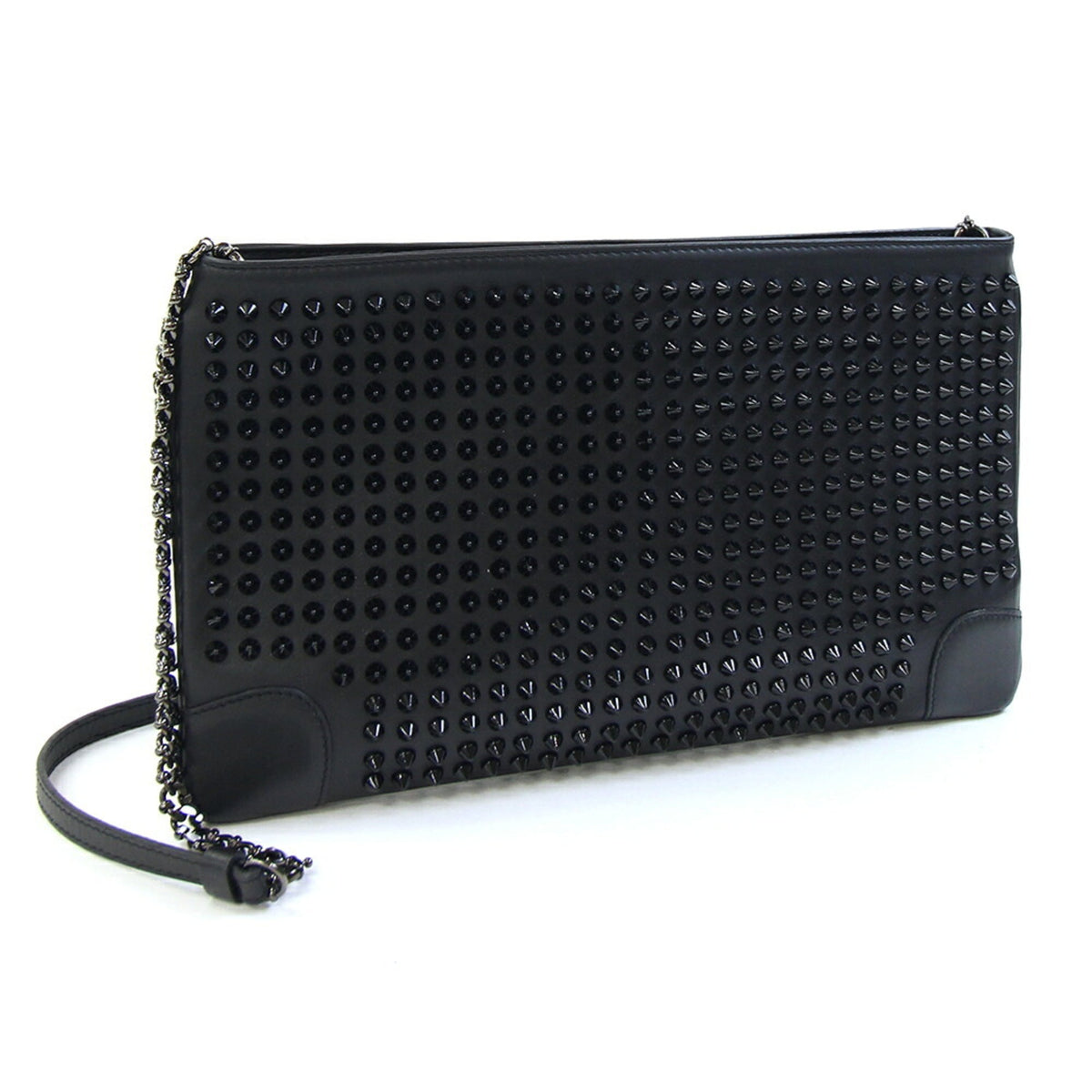 Christian Louboutin Black Leather Clutch Bag Shoulder Bag (Pre-Owned)