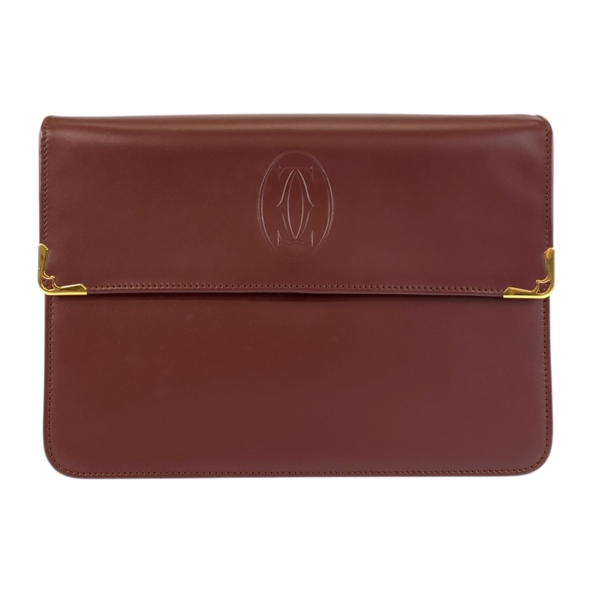 Cartier Bordeaux Leather Clutch Bag (Pre-Owned)