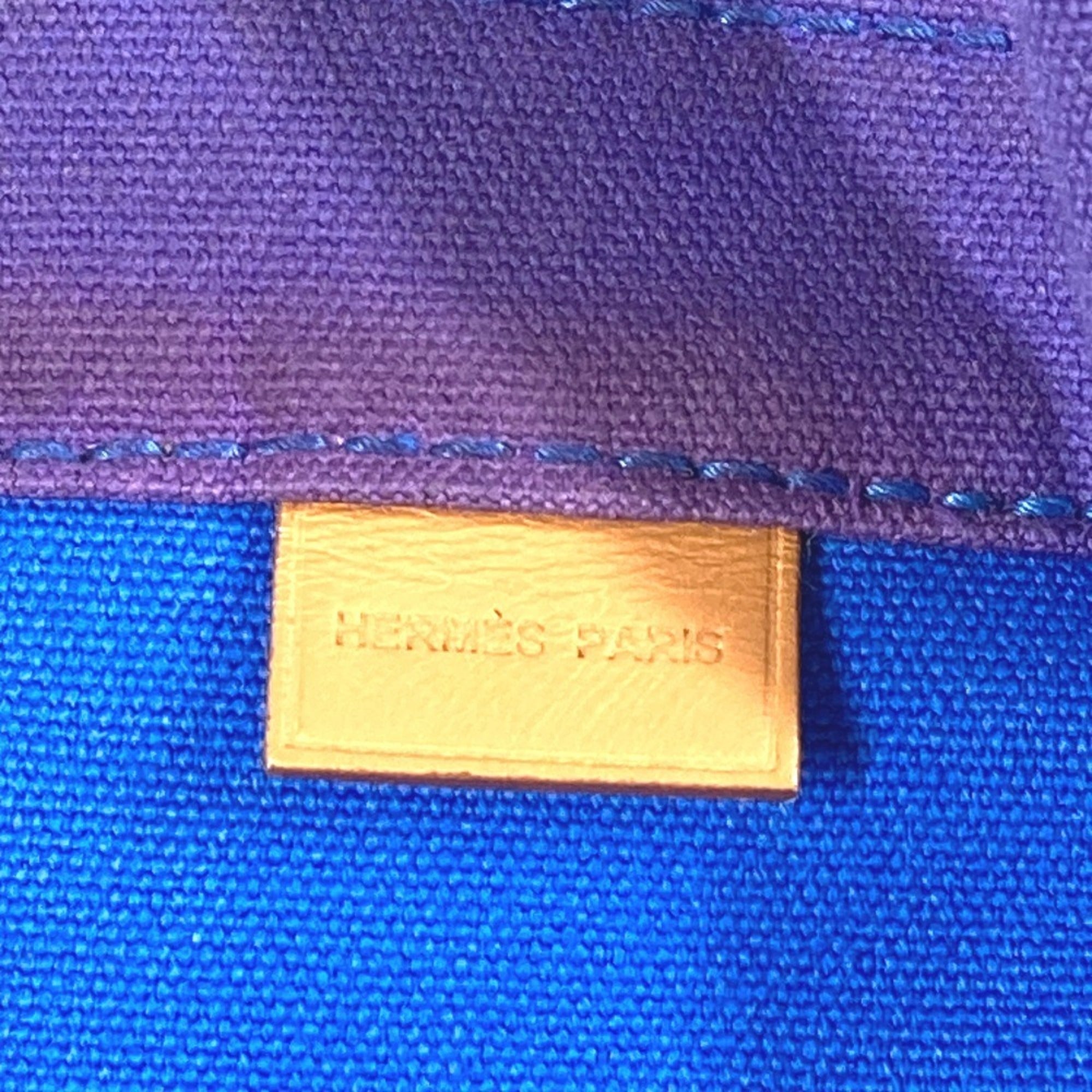Hermes Blue Canvas Handbag Tote Bag (Pre-Owned)