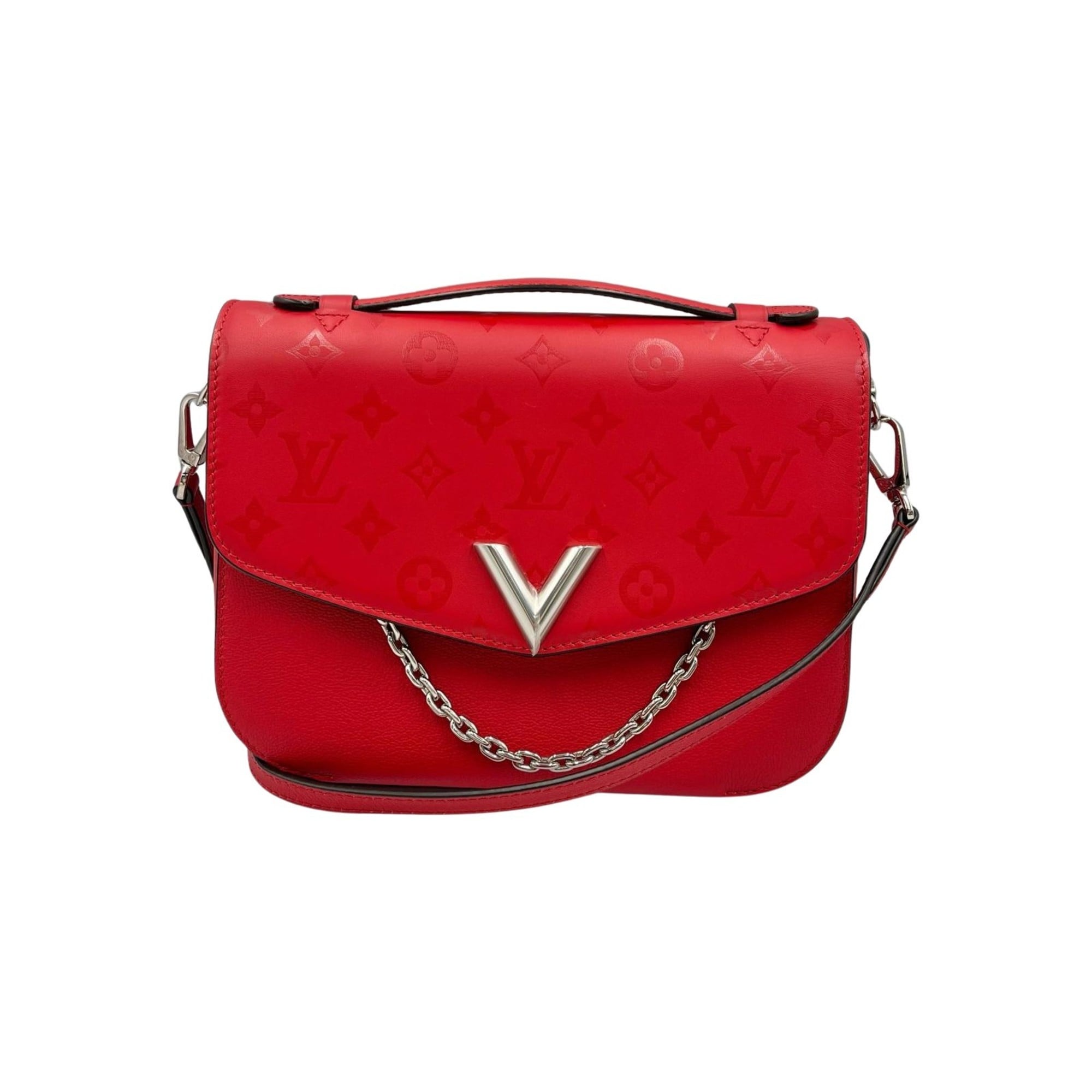 Louis Vuitton Red Color Leather Handbag Shoulder Bag (Pre-Owned)