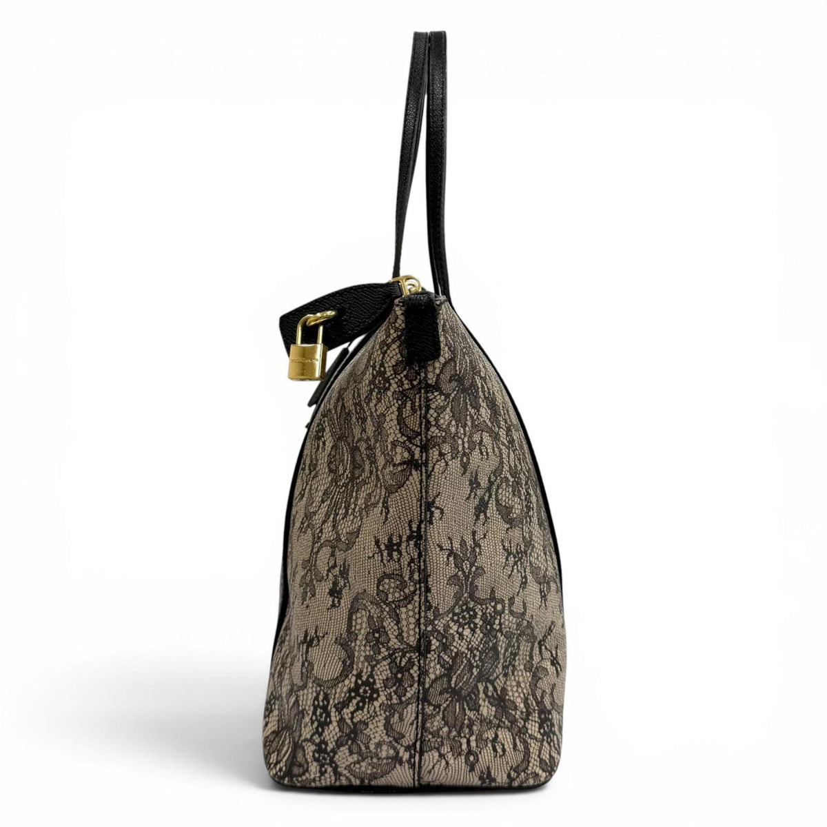 Dolce & Gabbana Beige Black Leather Tote Bag (Pre-Owned)
