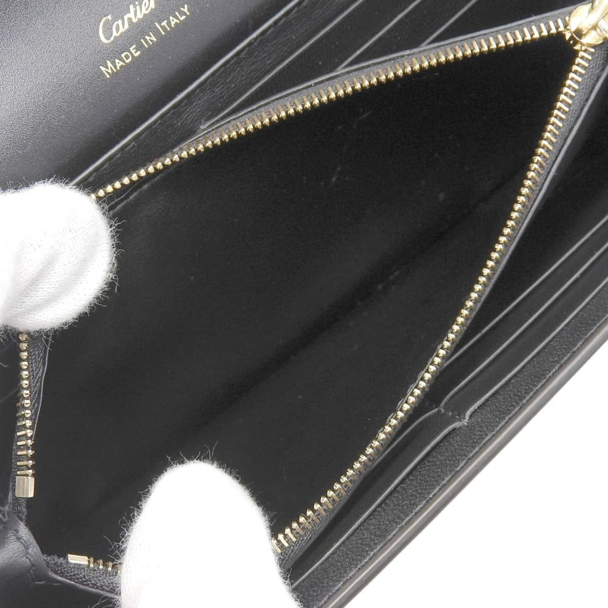 Cartier Black Leather Long Wallet (Bi-Fold) (Pre-Owned)