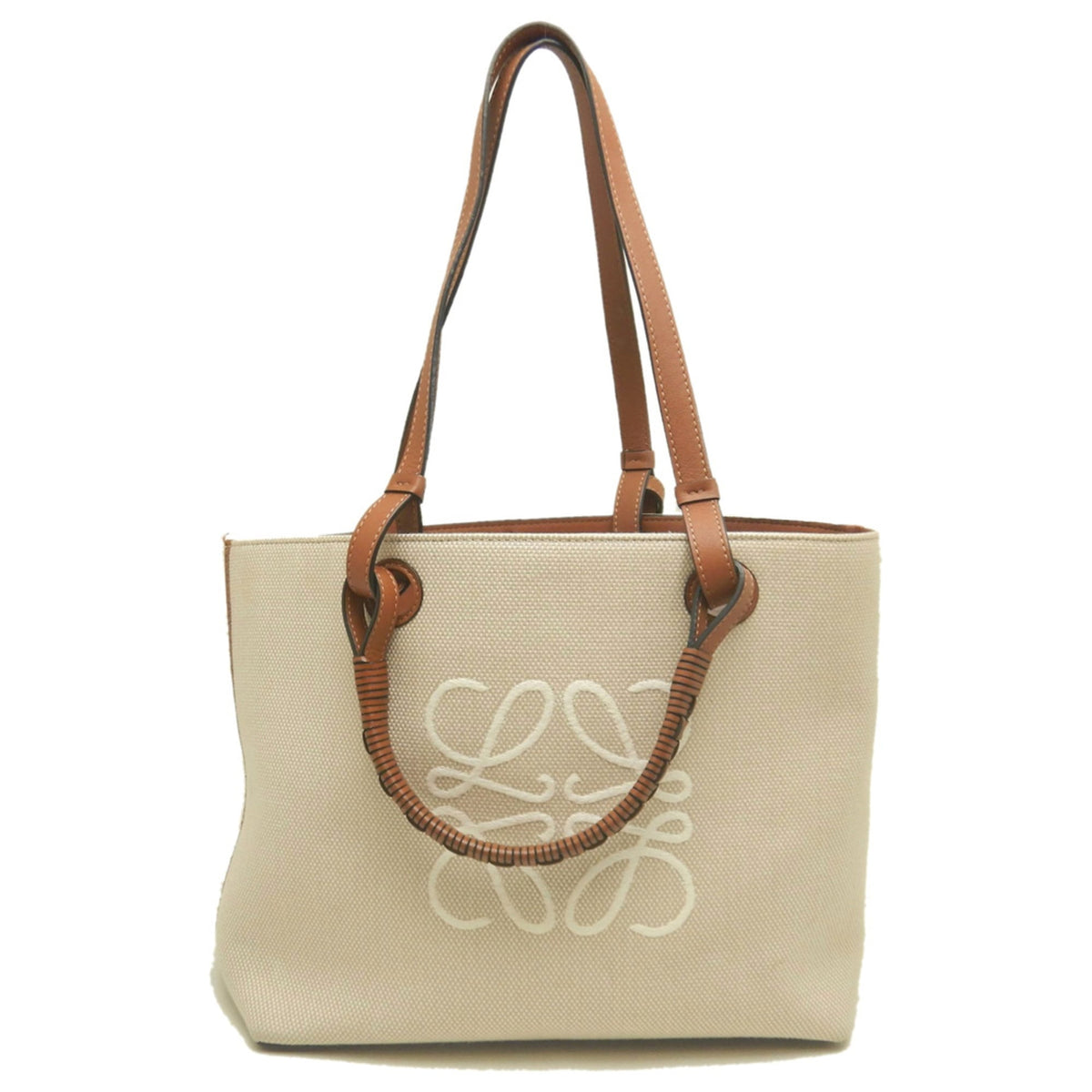 Loewe Beige Brown Canvas Leather Tote Bag (Pre-Owned)