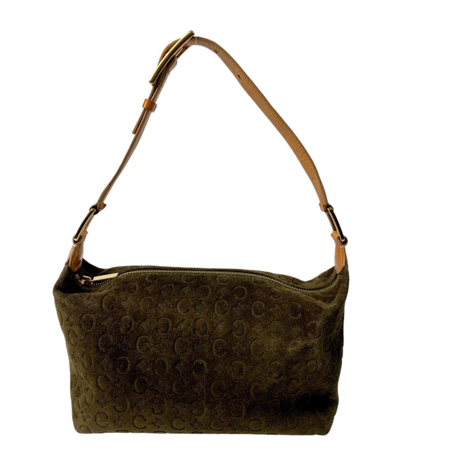 Celine Khaki Suede Leather Shoulder Bag (Pre-Owned)