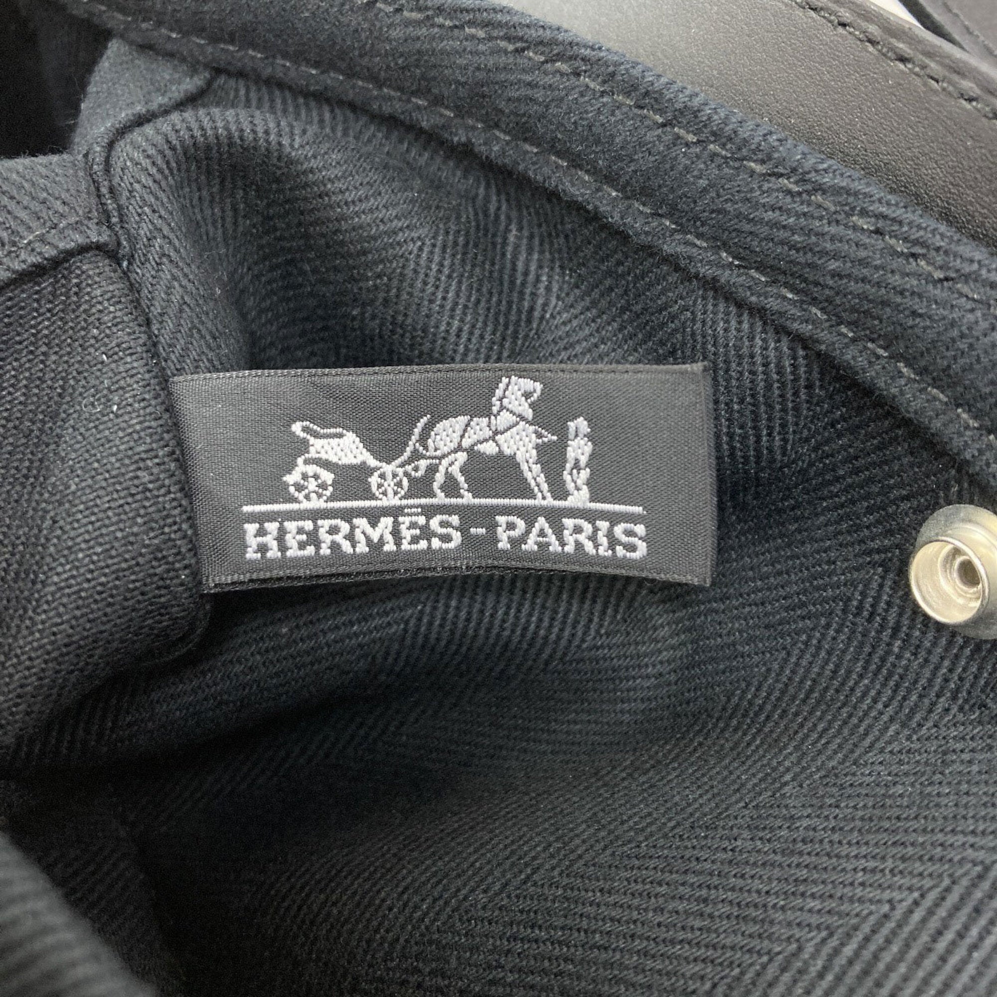 Hermes Black Toile Chevron Handbag (Pre-Owned)