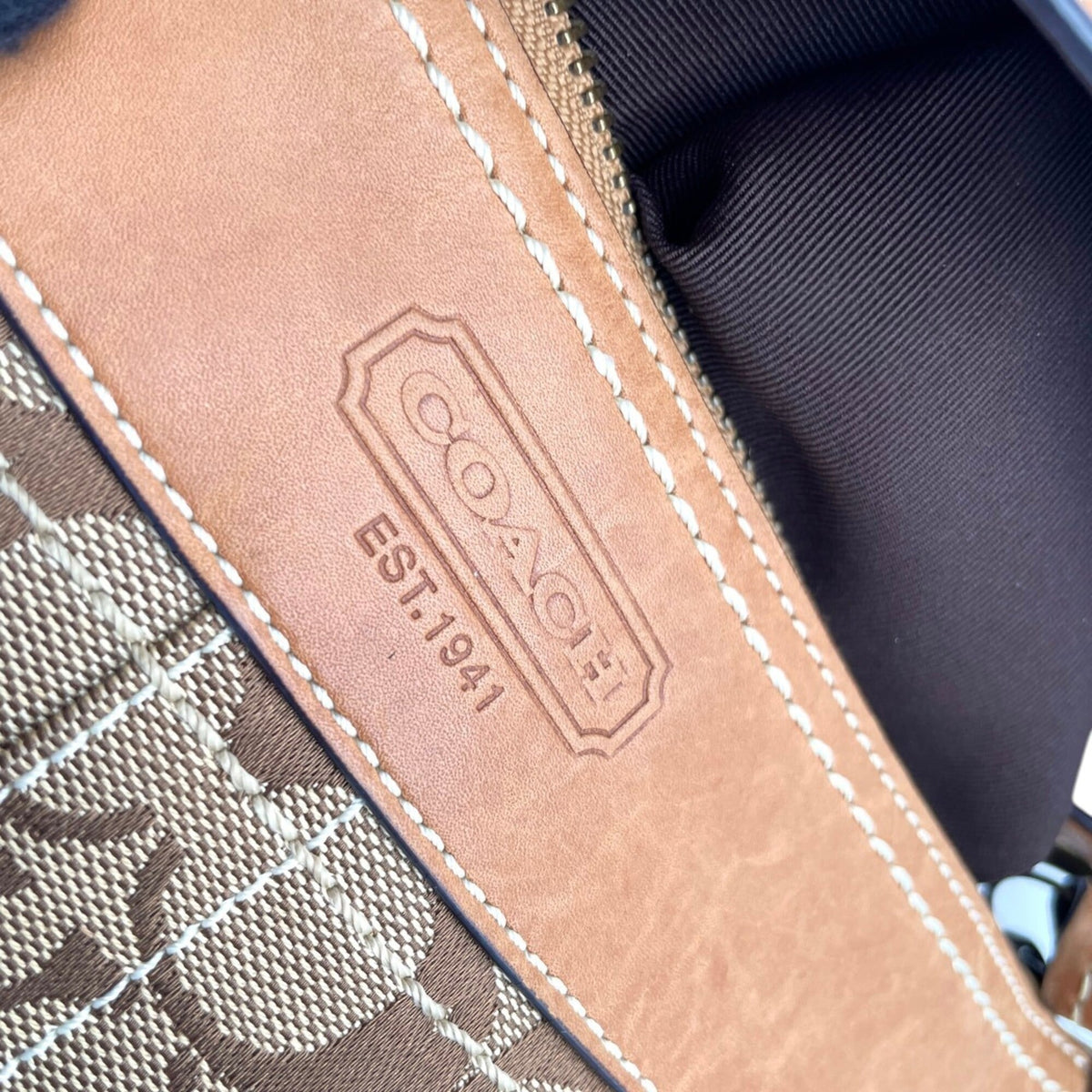 Coach Beige Light Brown Canvas Leather Shoulder Bag (Pre-Owned)