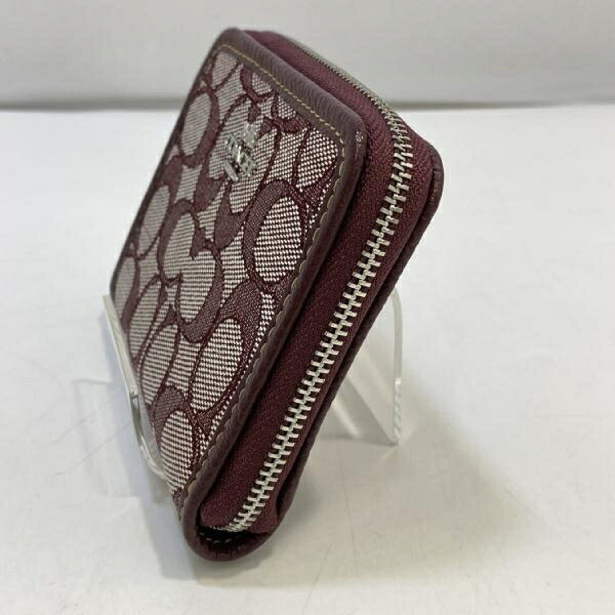 Coach Signature Burgundy Signature Line Wallet (Bi-Fold) (Pre-Owned)