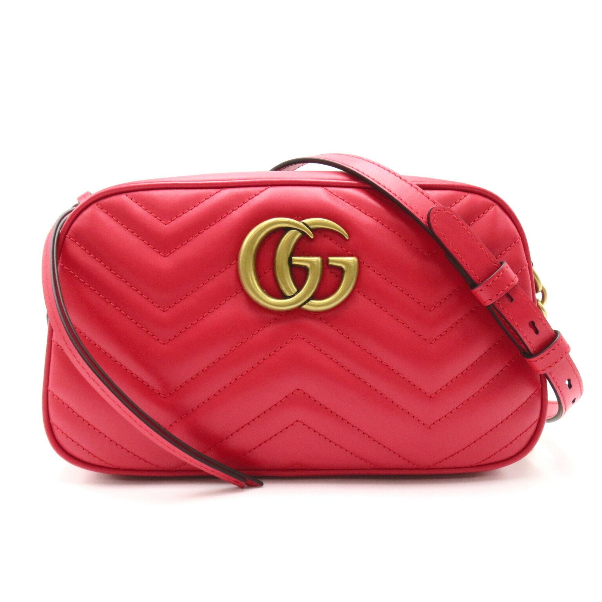 Gucci Red Color Leather Quilting Shoulder Bag