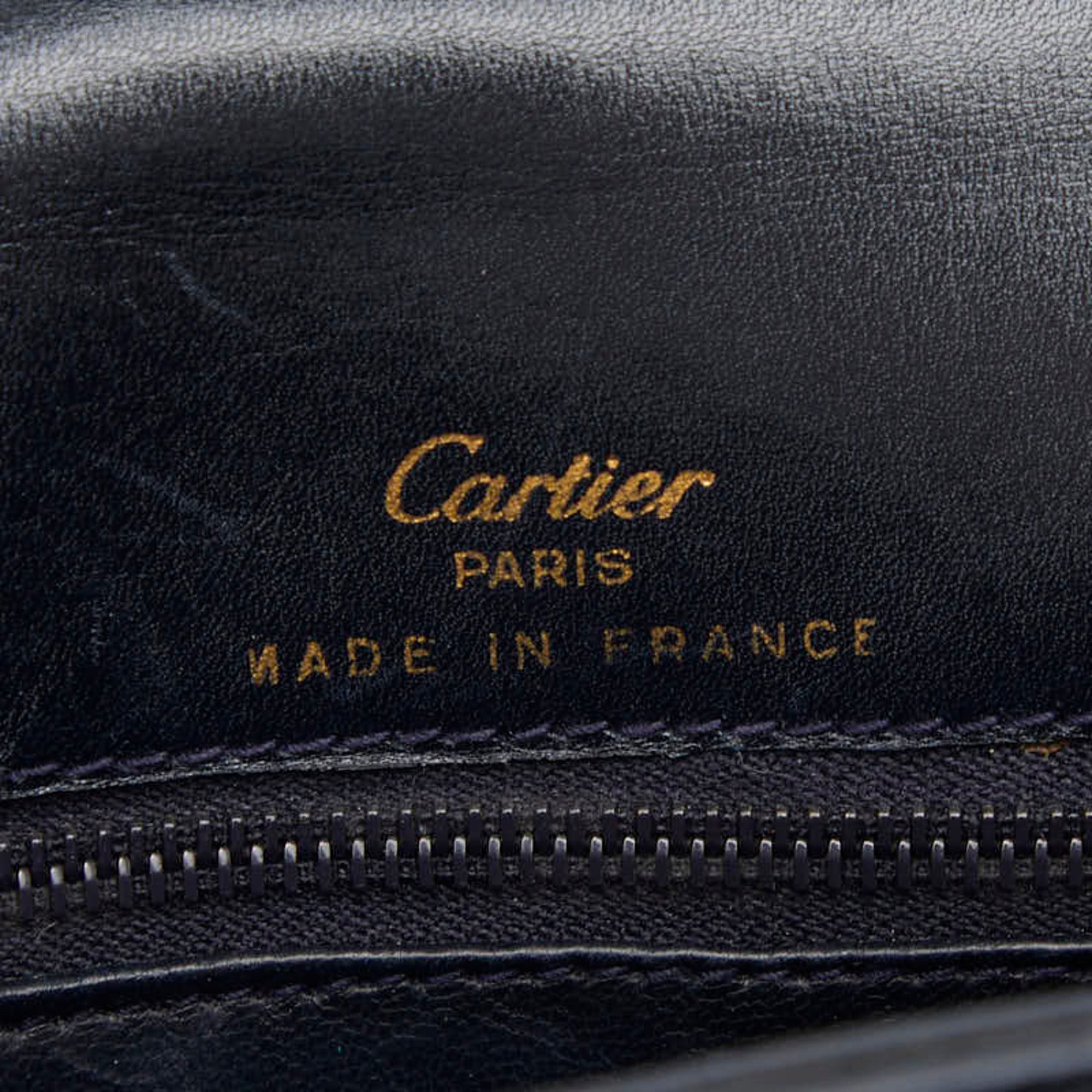 Cartier Sapphire Line Black Leather Shoulder Bag (Pre-Owned)