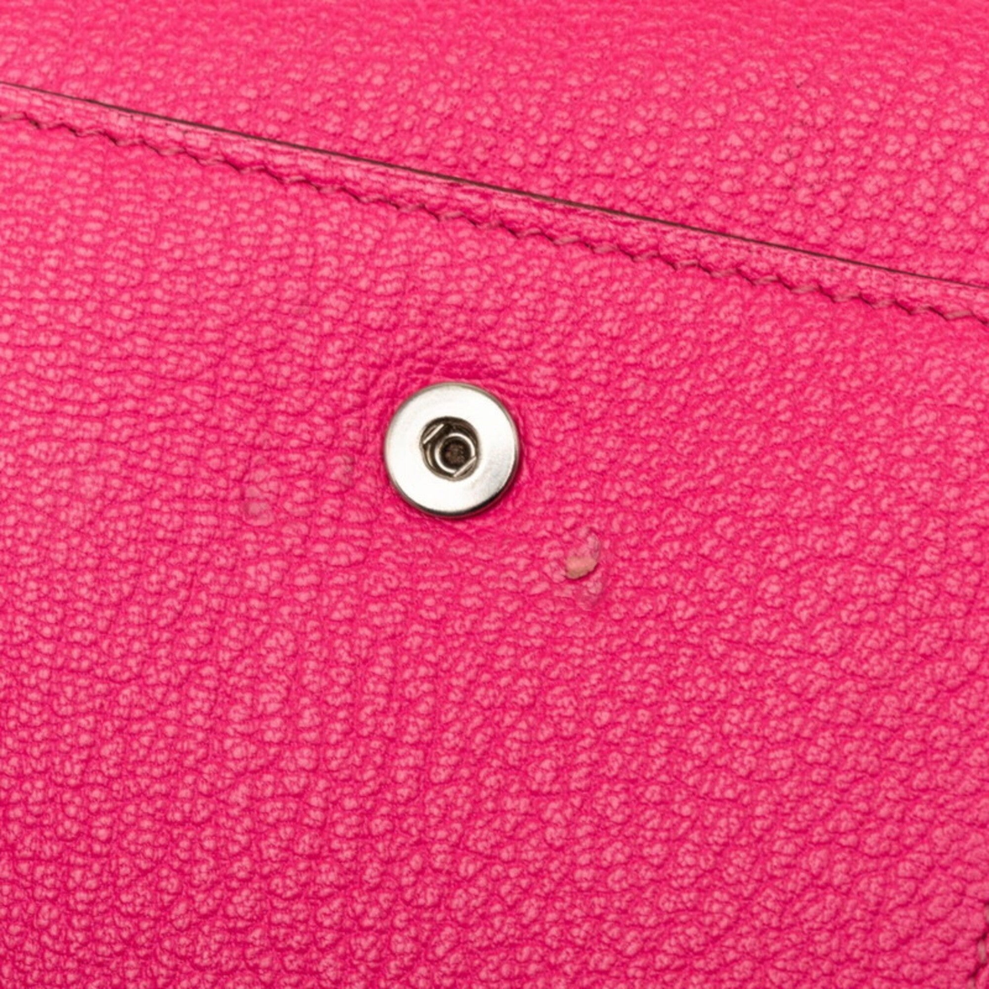 Hermes Pink Rose Shocking Chevre Leather Wallet (Tri-Fold) (Pre-Owned)
