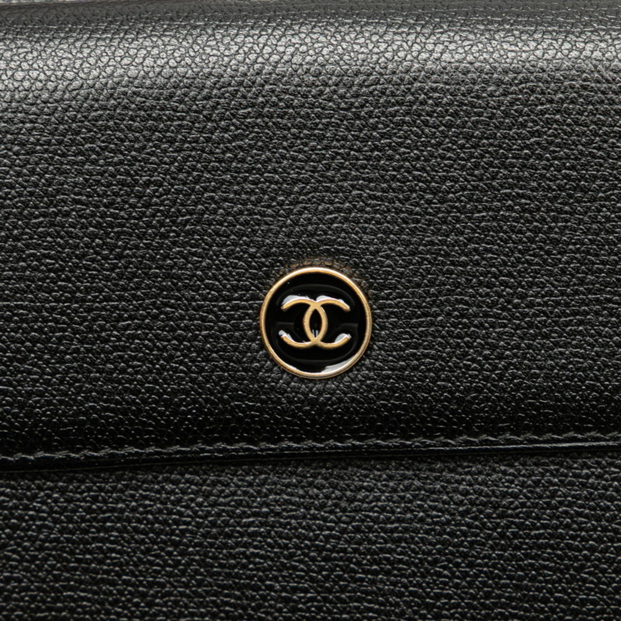 Chanel Black Leather Wallet (Tri-Fold) (Pre-Owned)