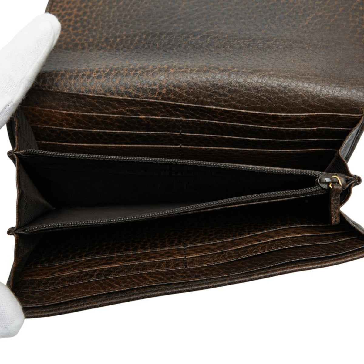 Gucci Brown Leather Long Wallet (Bi-Fold) (Pre-Owned)