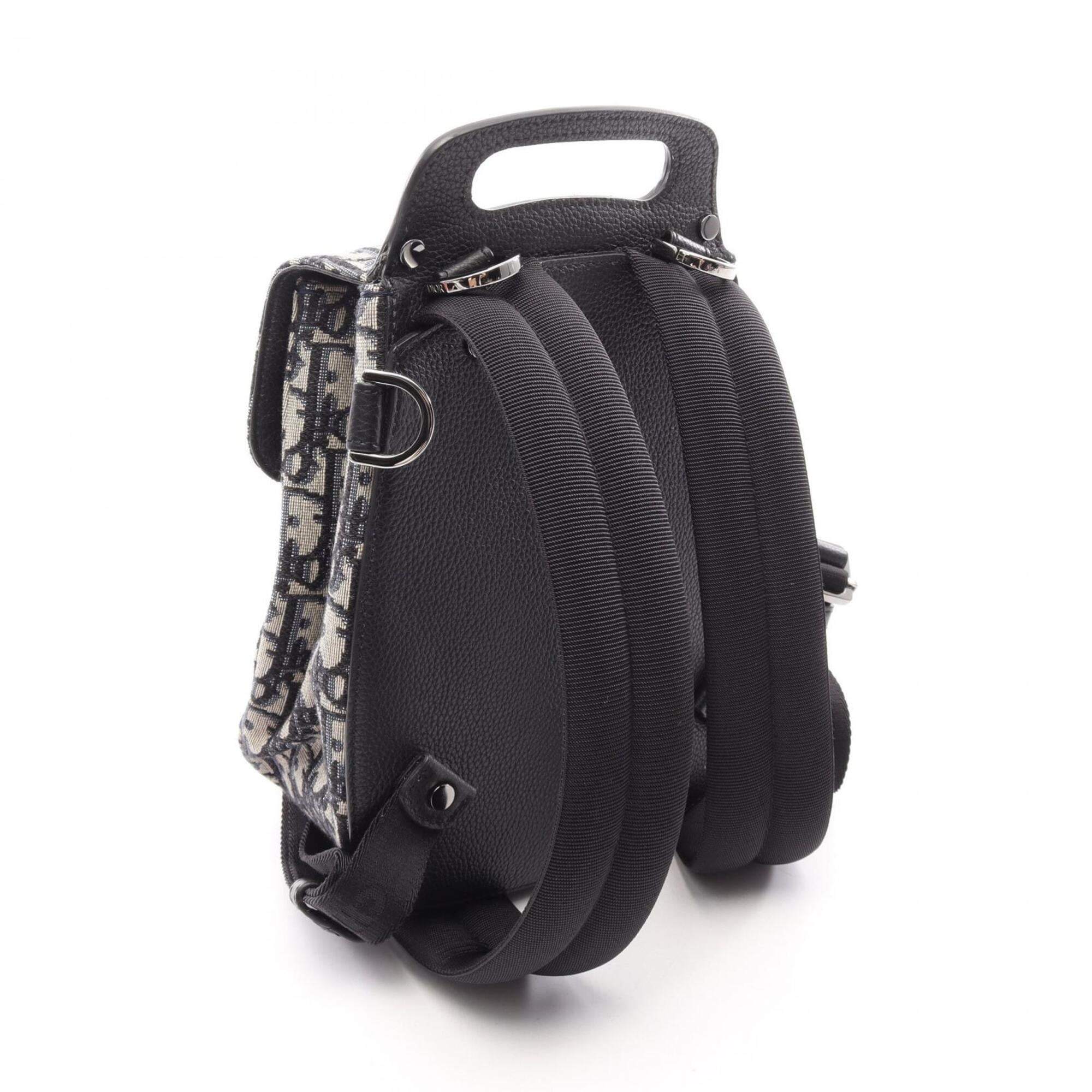 Christian Dior Beige Black Navy Canvas Jersey Backpack Handbag (Pre-Owned)