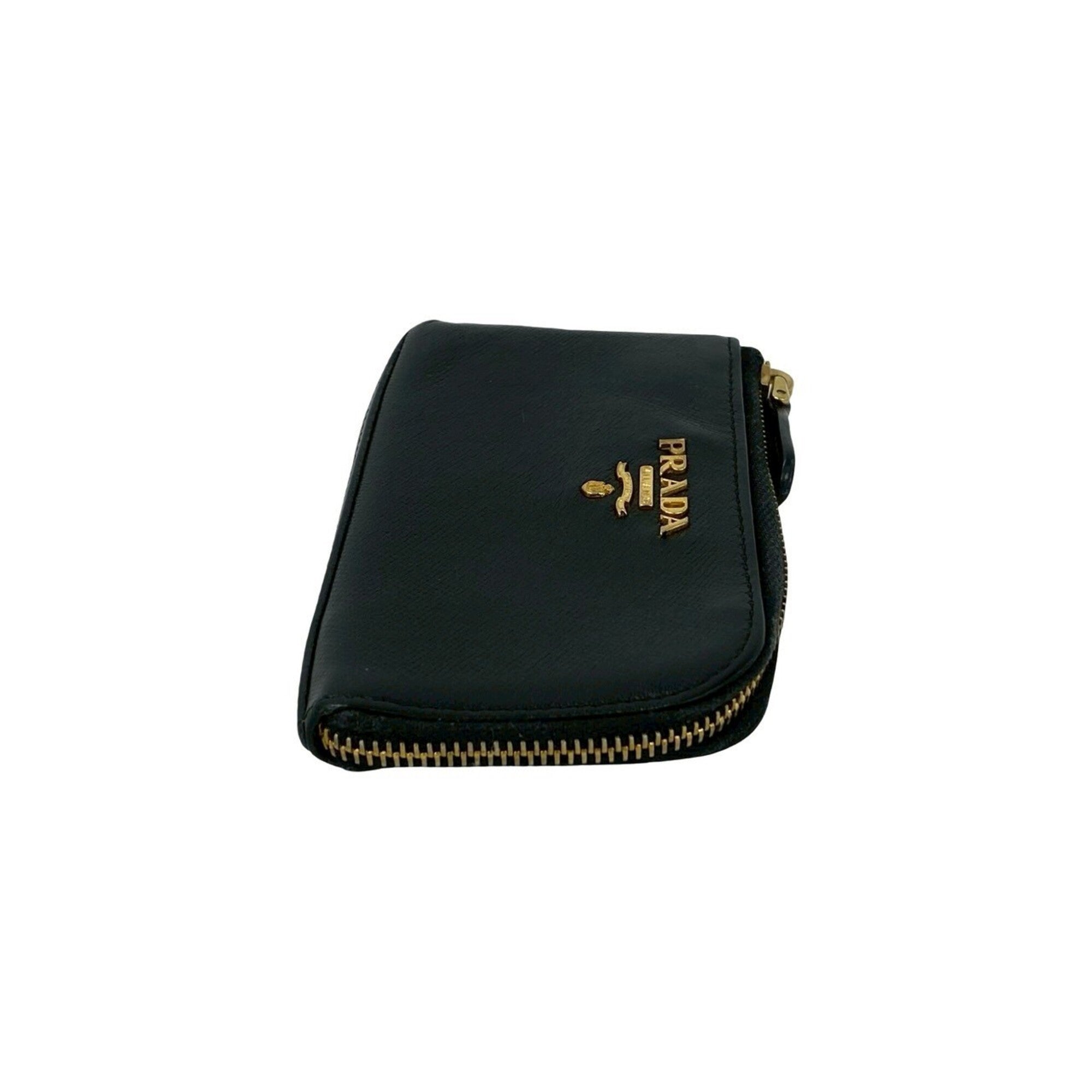 Prada Black Leather Coin Purse/Coin Case (Pre-Owned)