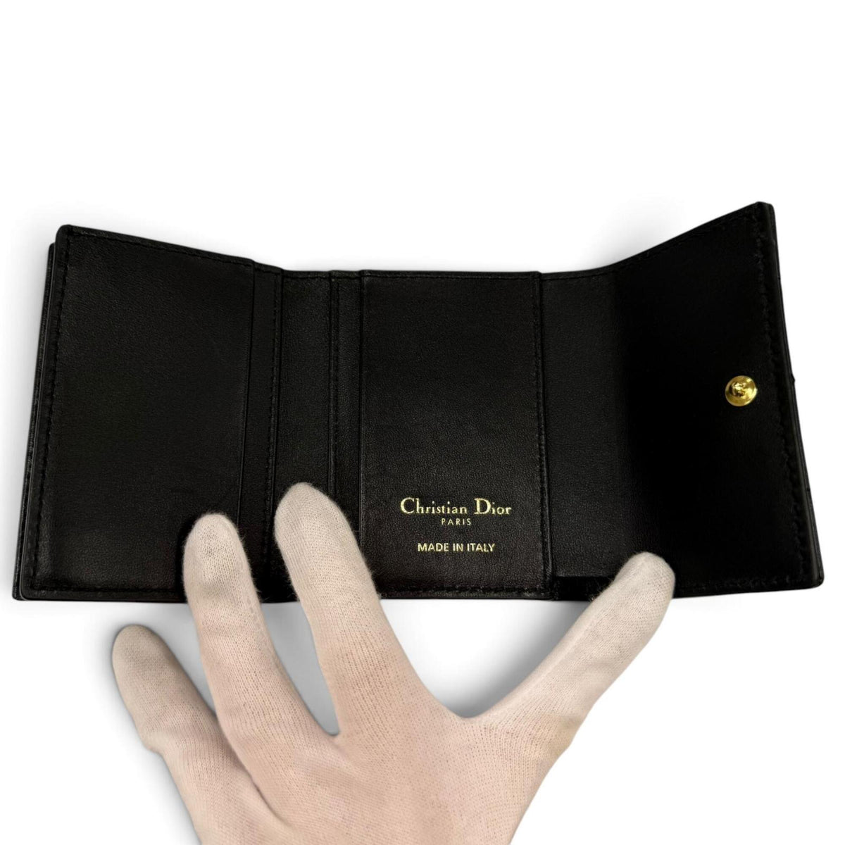 Christian Dior Black Leather Wallet (Tri-Fold) (Pre-Owned)