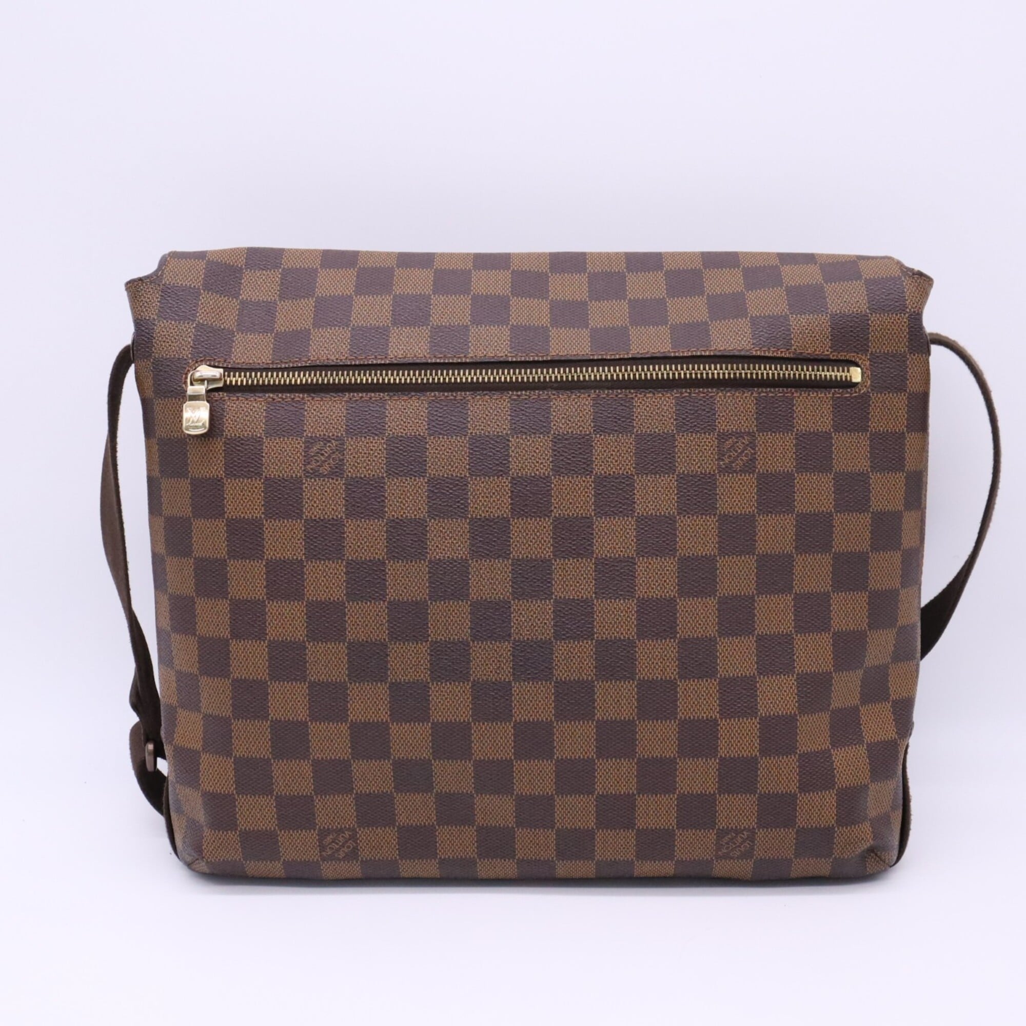 Louis Vuitton Beige Brown Coated Canvas Leather Shoulder Bag (Pre-Owned)