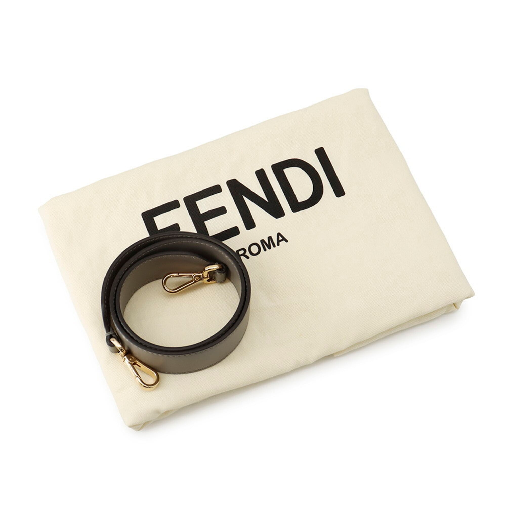 Fendi Gray Leather Handbag Shoulder Bag Tote Bag (Pre-Owned)