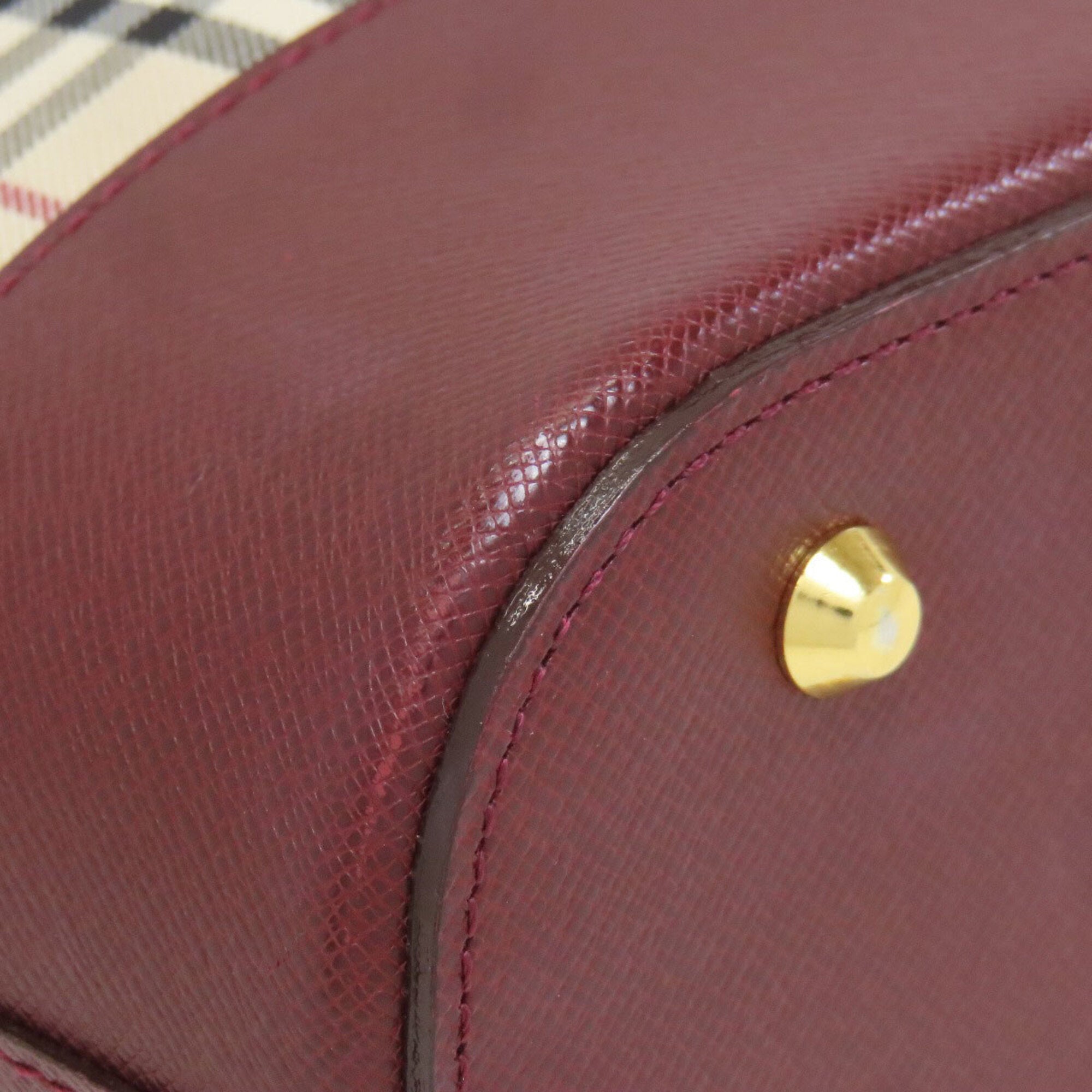 Burberry Beige Bordeaux Canvas Shoulder Bag (Pre-Owned)