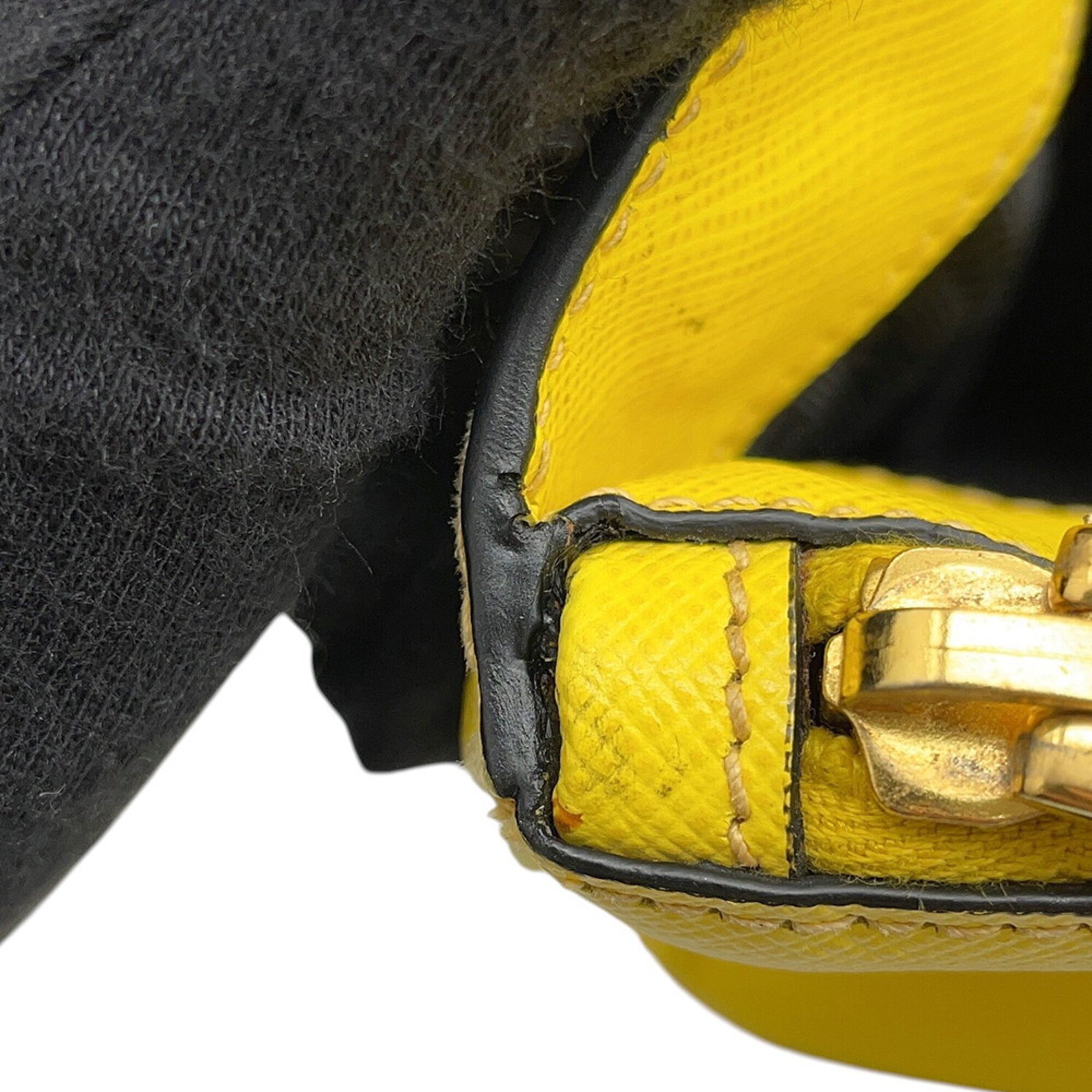 Prada Saffiano Yellow Leather Handbag (Pre-Owned)
