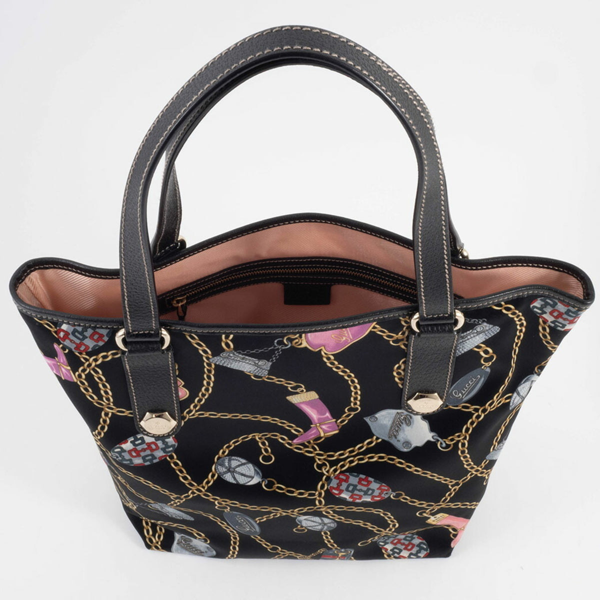 Gucci Multi-Color Satin Leather Tote Bag (Pre-Owned)
