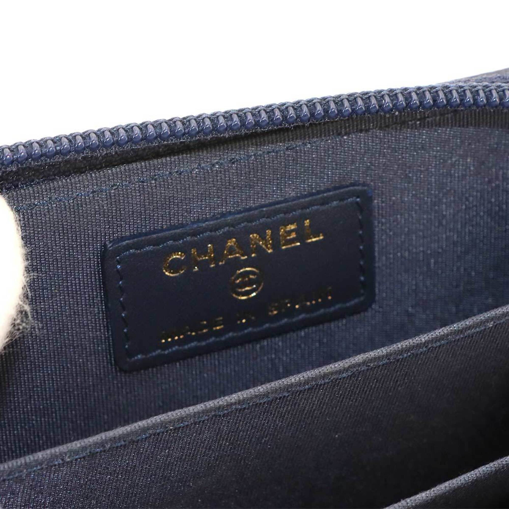 Chanel Navy Grained Calfskin Coin Purse/Coin Case (Pre-Owned)