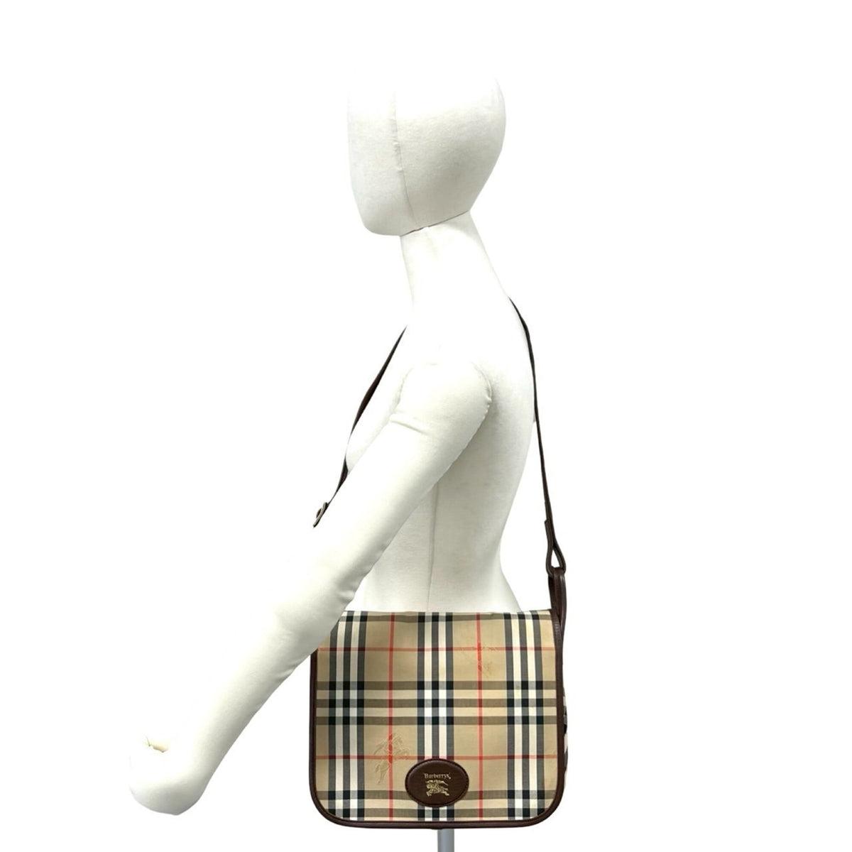 Burberry Beige Brown Canvas Leather Shoulder Bag (Pre-Owned)