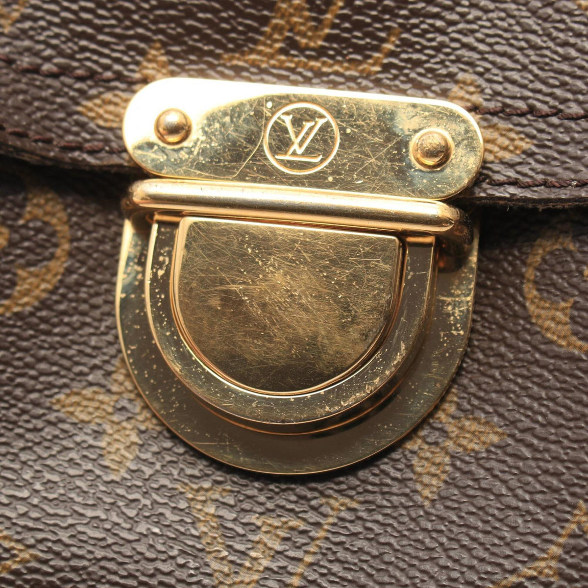Louis Vuitton Brown Monogram Coated Canvas Leather Handbag (Pre-Owned)